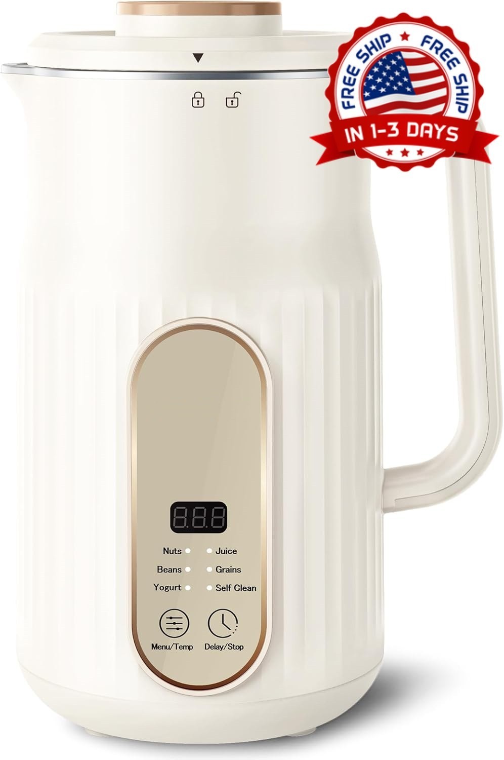 Maquina de leche vegetal de 5 funciones para soja y almendras color crema si