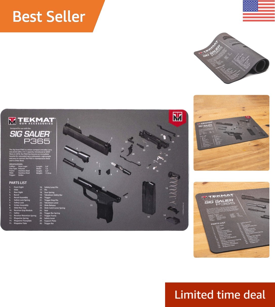 Ultimate Waterproof Gun Cleaning Mat for Sig Sauer P365 - Scratch-Proof Design