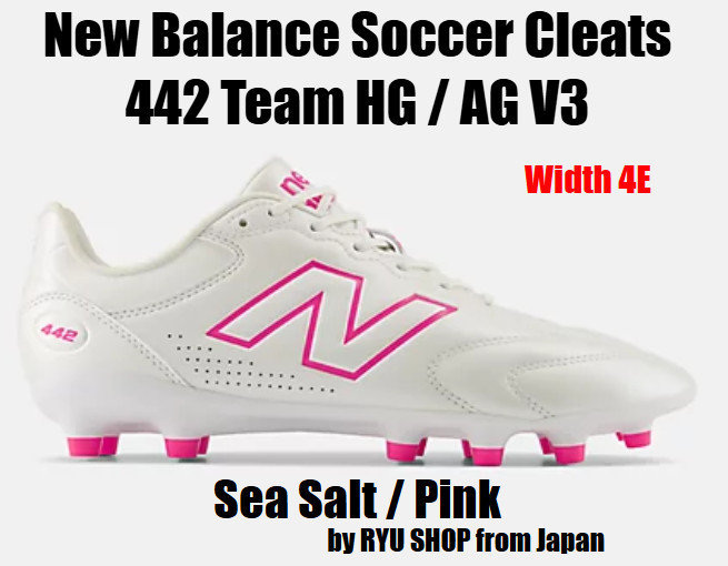 New Balance Soccer Cleats 442 Team HG / AG V3 U43H60L 4E Sea Salt / Pink