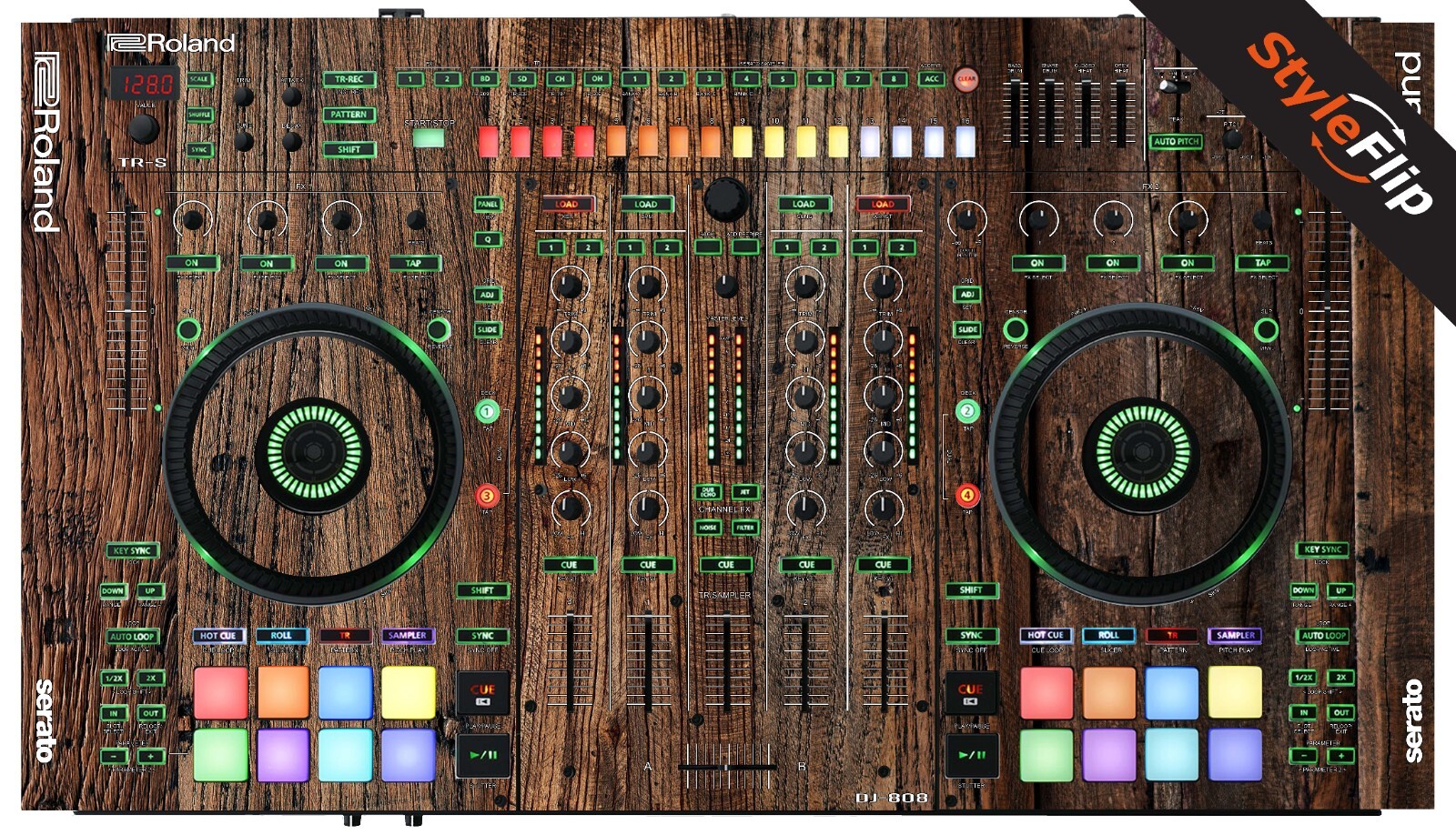 Roland DJ 808 Skins | Wood 3 | Protective Decal | StyleFlip Skins