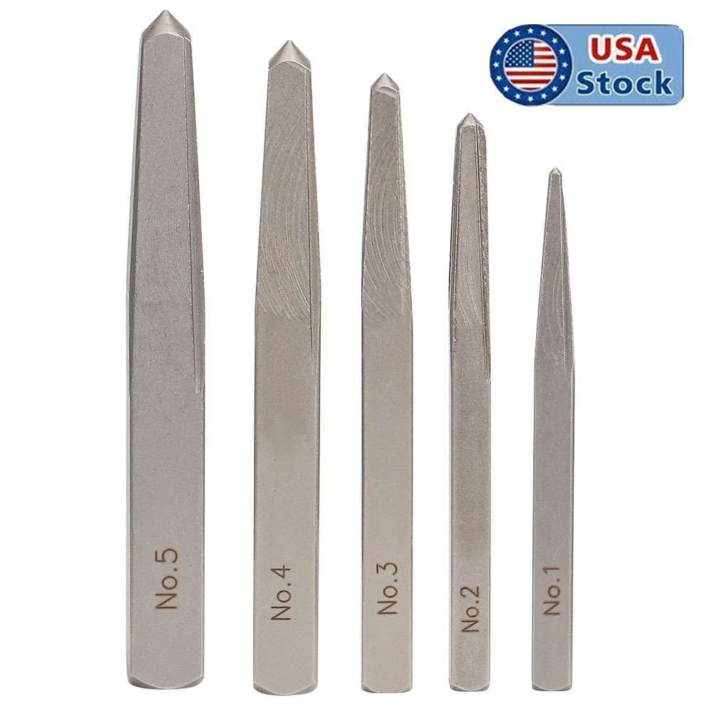 5 Pcs Screw Extractor Drill Square Easy Out Set Straight Fluted Extraction Tool