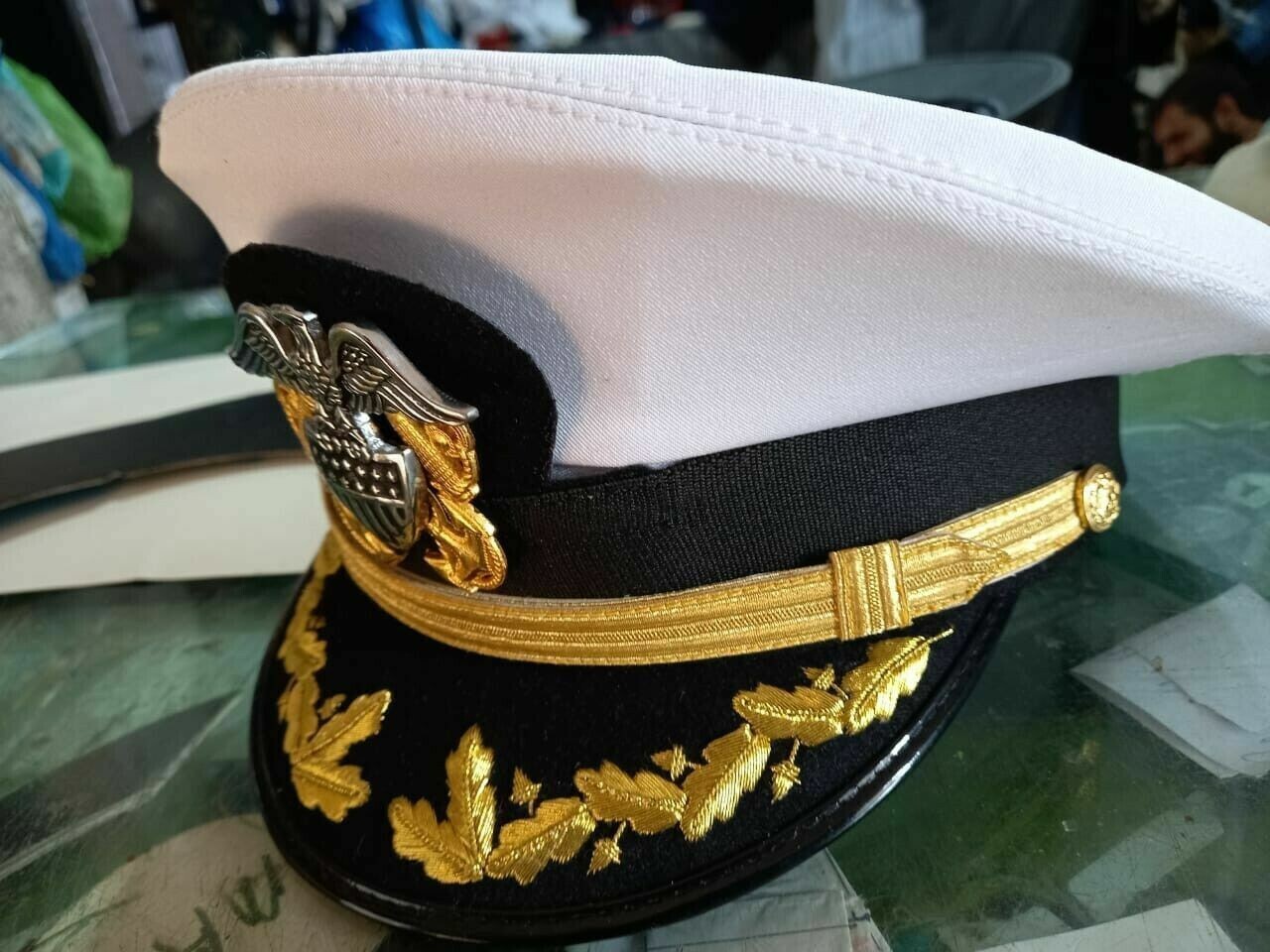 US Navy Commander captain Rank Caps, US Navy Visor white cap
