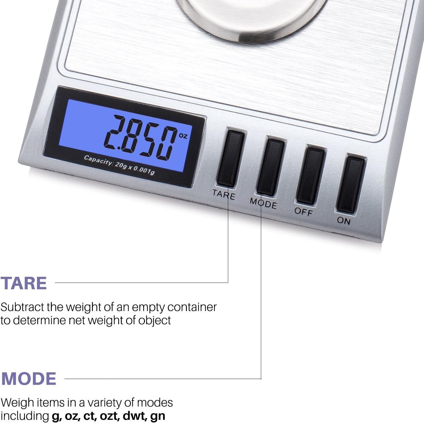 GEM20-20g x 0.001 Grams, High Precision Digital Milligram Jewelry Scale