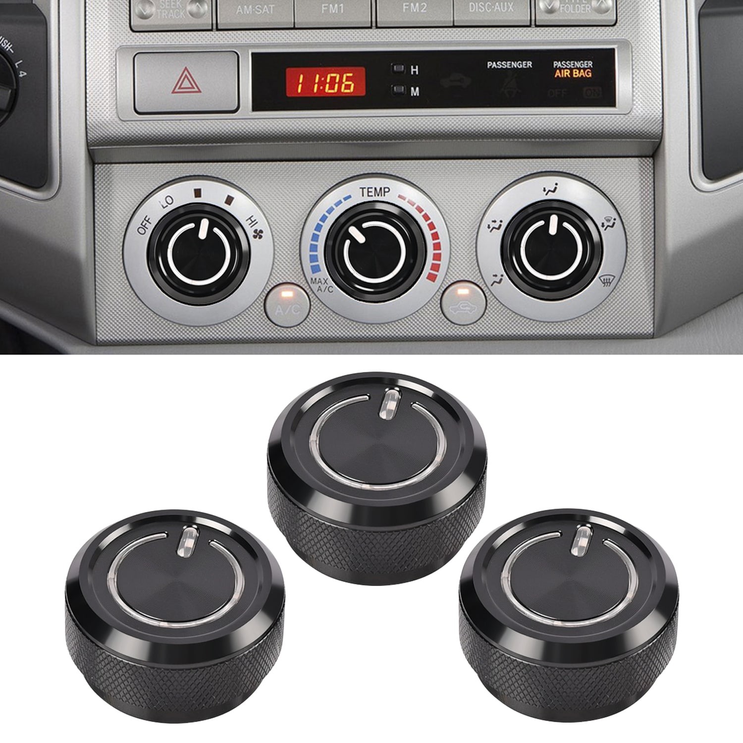3PCS For Toyota Tacoma SR TRD 2005-2015 HVAC Air Fan Control Knob Buttons Heater