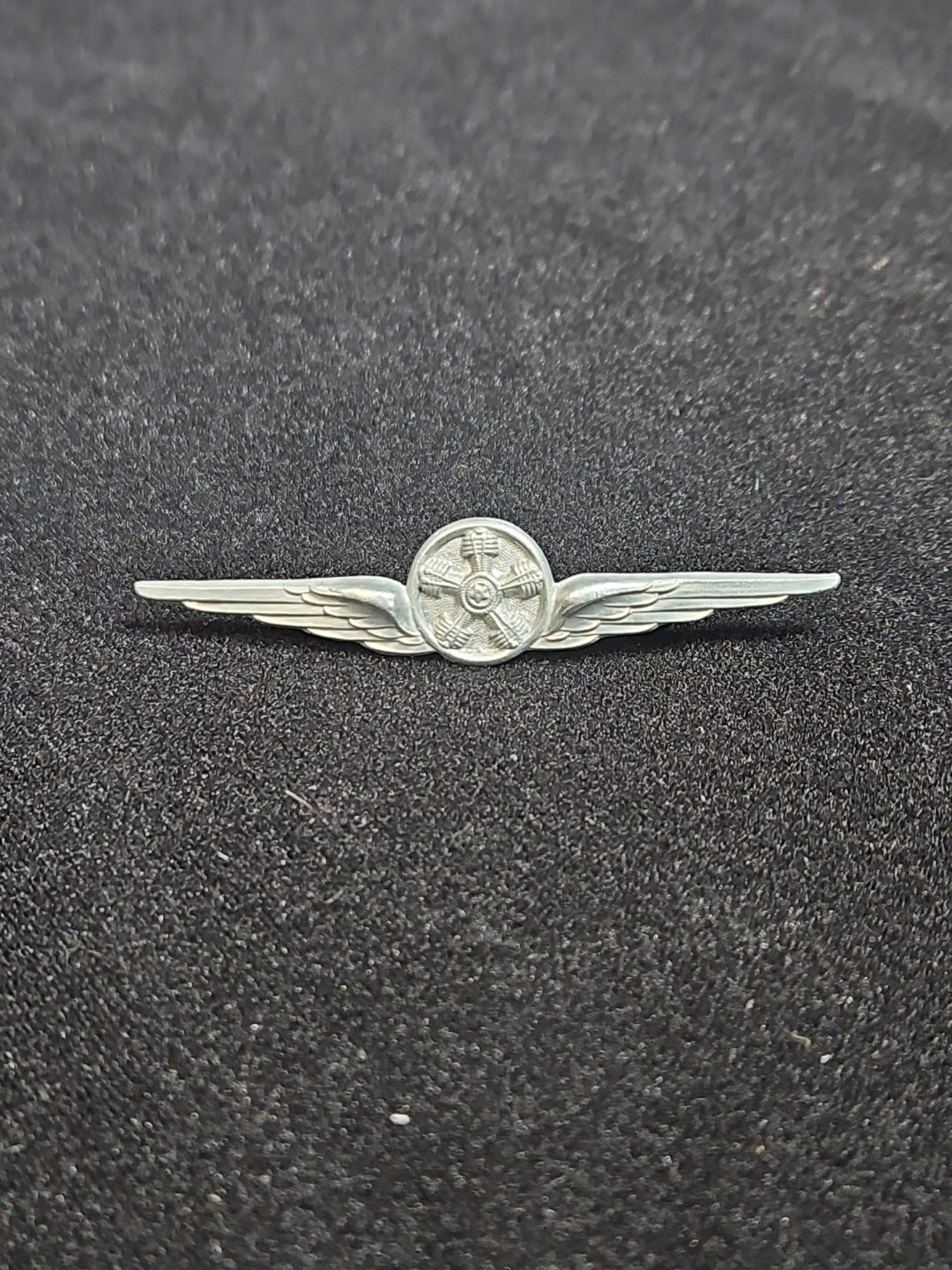 WWII Italian Air Force Mechanic Badge by Bomisa GUC Vintage 3" Wide Silver Tone