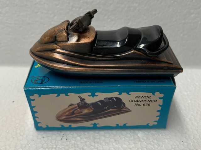 JET SKI BRONZE DIE CAST METAL COLLECTIBLE PENCIL SHARPENER NEW / BOX