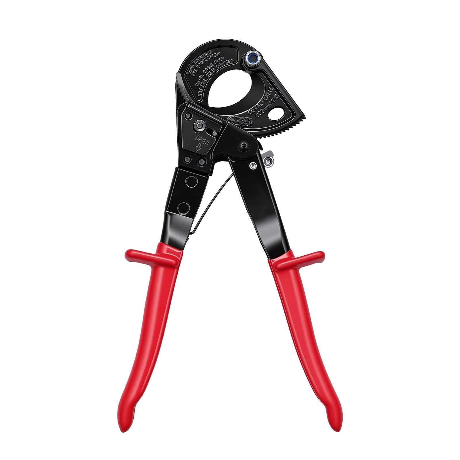 Alloy Steel Ratchet Cable Cutter — Cuts 474 MCM Cu/Al, Quick-Release Button