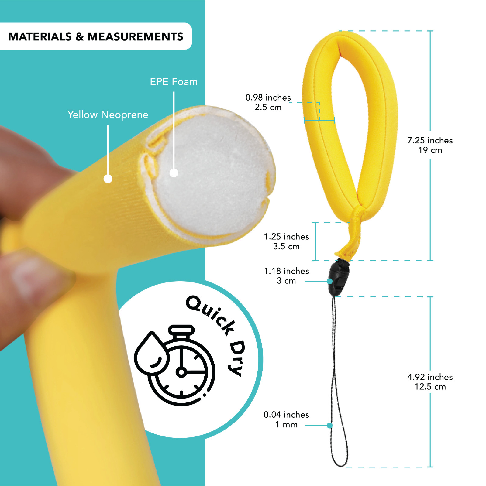 Yellow Waterproof Camera Float Strap for Underwater Camera & Case