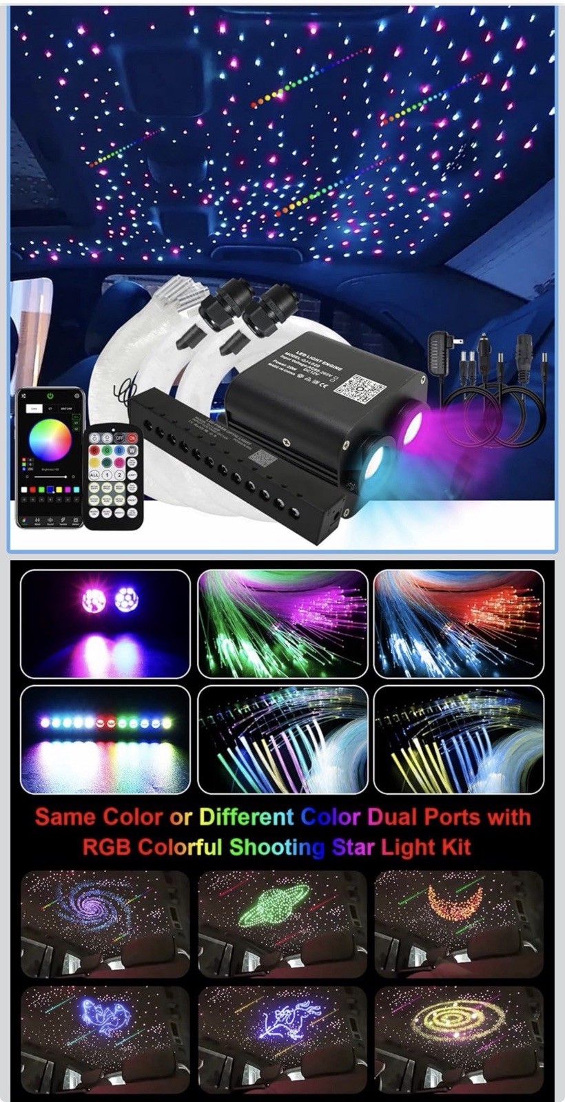 AKEPO 20W RGBW Twinkle Dual-Head Different Color Colorful Meteor