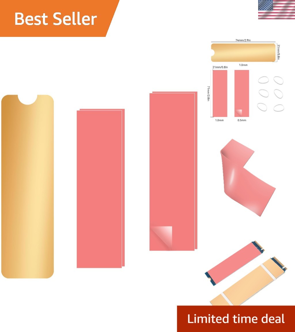 High-Performance Copper Heatsink & Thermal Pads for M.2 2280 SSDs - Easy Install