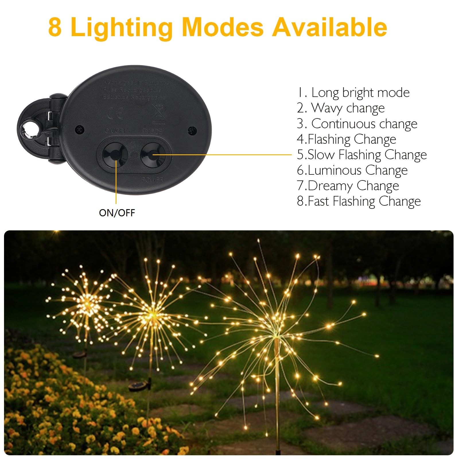 Solar Lights Outdoor, 150 LED Firework Light with 8 Modes Solar Garden Light ...
