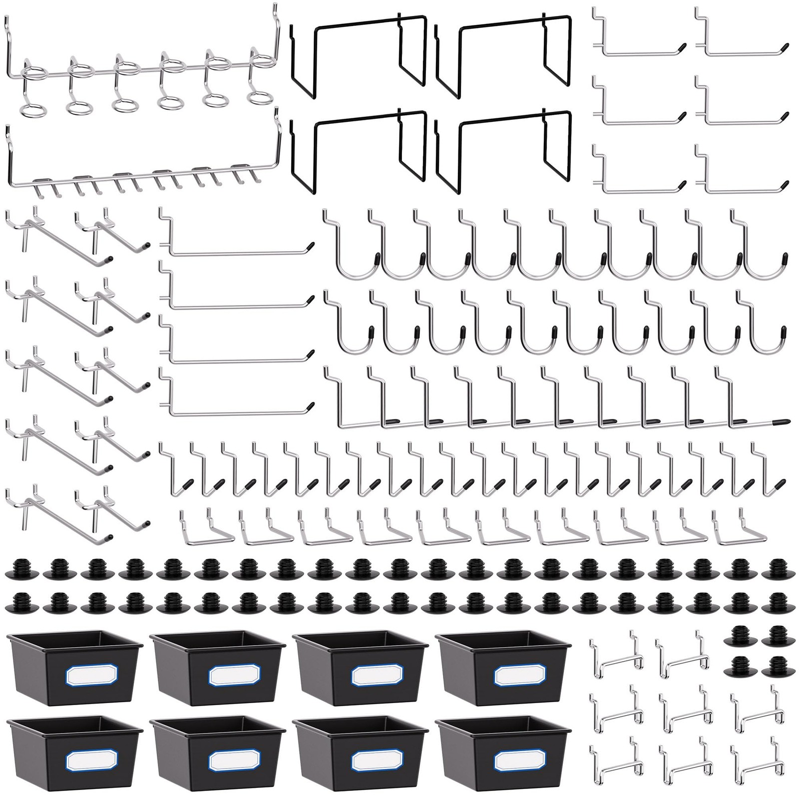 Pegboard Organizer Hooks Bins Locks 202 Piece Hardware Tool Storage Set