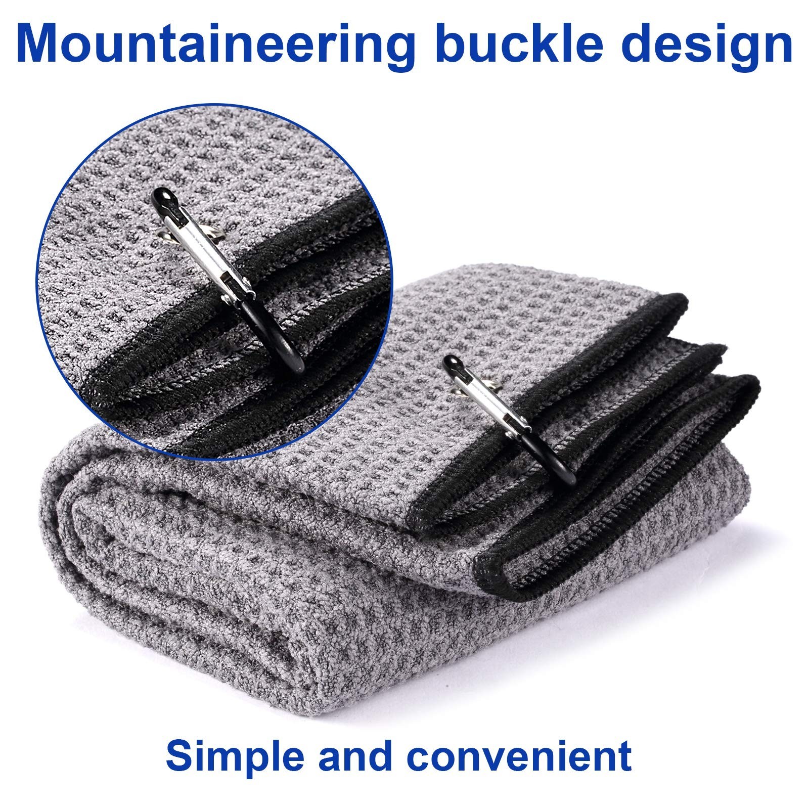 2 Pack 16" x 24" Tri-fold Golf Towel Set, Microfiber Fabric Waffle Pattern To...