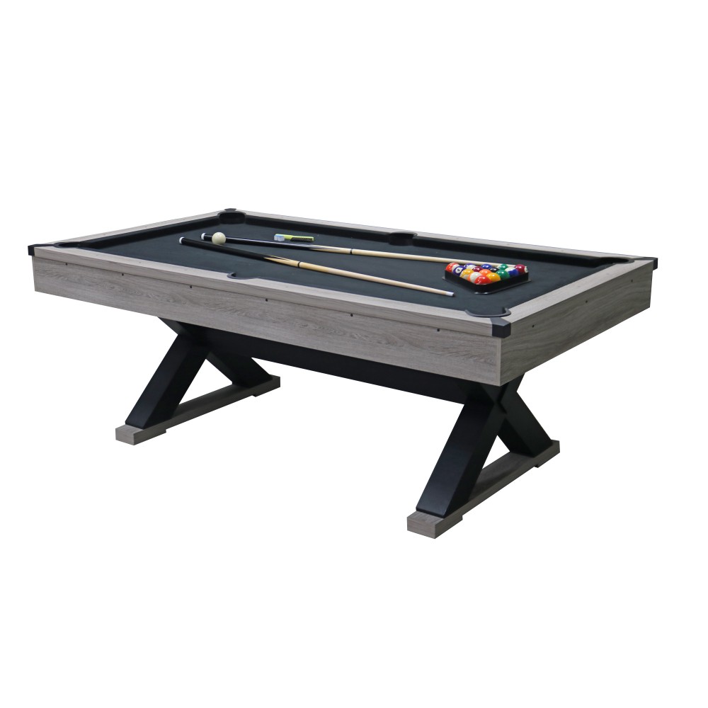 84 In Pool Table  X Leg Billiard Table Black Felt Complete Accessory Set