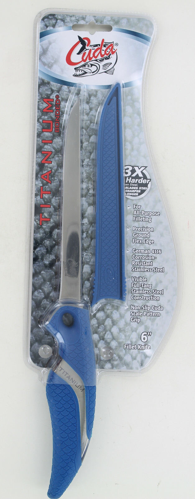 New Cuda Titanium Bonded 6" Fillet Knife with Sheath - Stainless Steel
