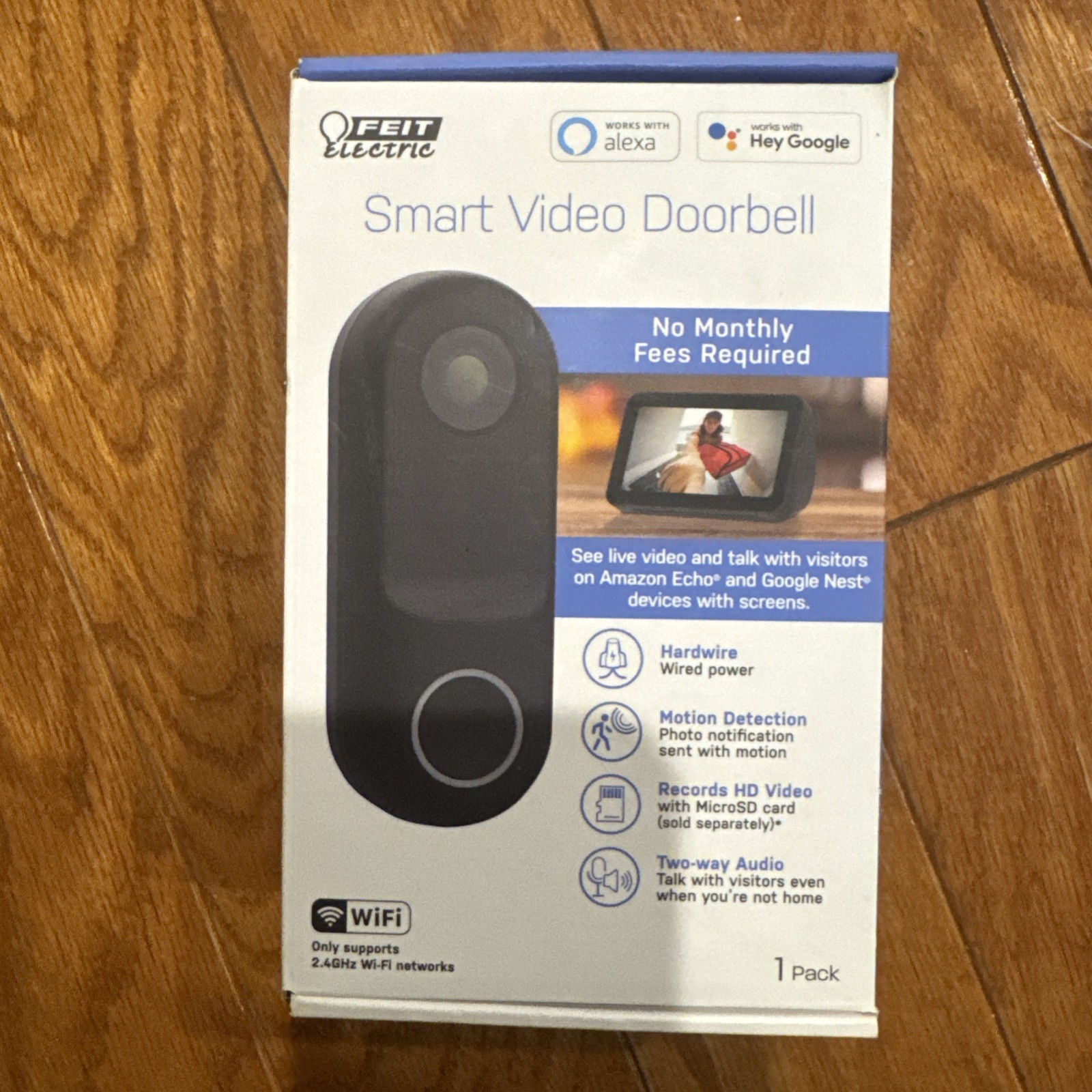 FEIT ELECTRIC Smart Wi-Fi Video Doorbell Kit BRAND NEW -Black - Two Way Audio!!!