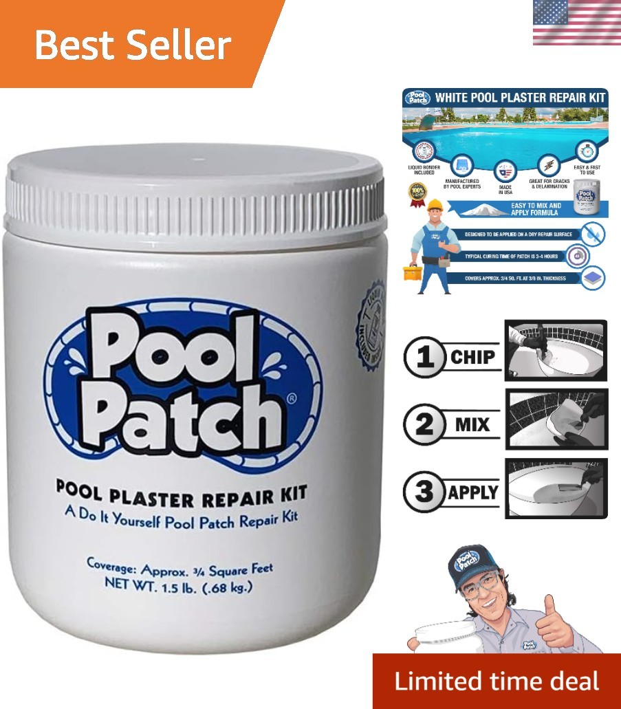 Easy-to-Use Pool Plaster Repair Kit - 1.5 lb, Waterproof & Fast-Drying Formula