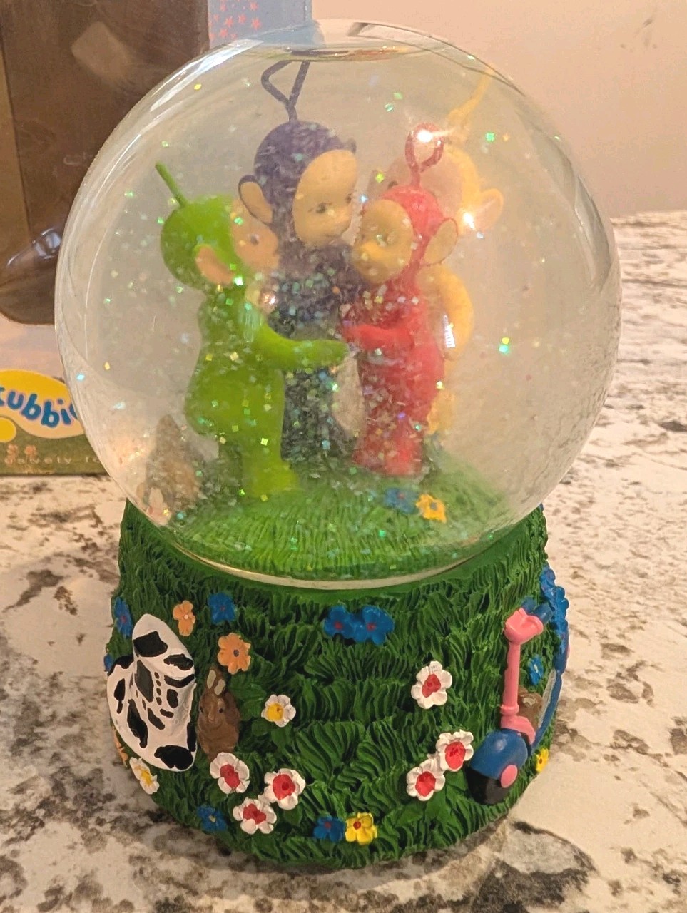 Teletubbies Glitter Globe Snow Globe 1998 Bloomingdale's Exclusive IOB Rare
