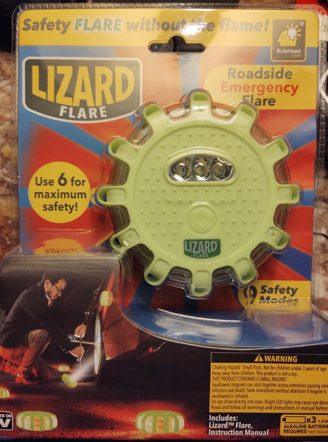 Lizard Flare Flameless Roadside Emergency Bright LED Safety Flare AS seen onTV