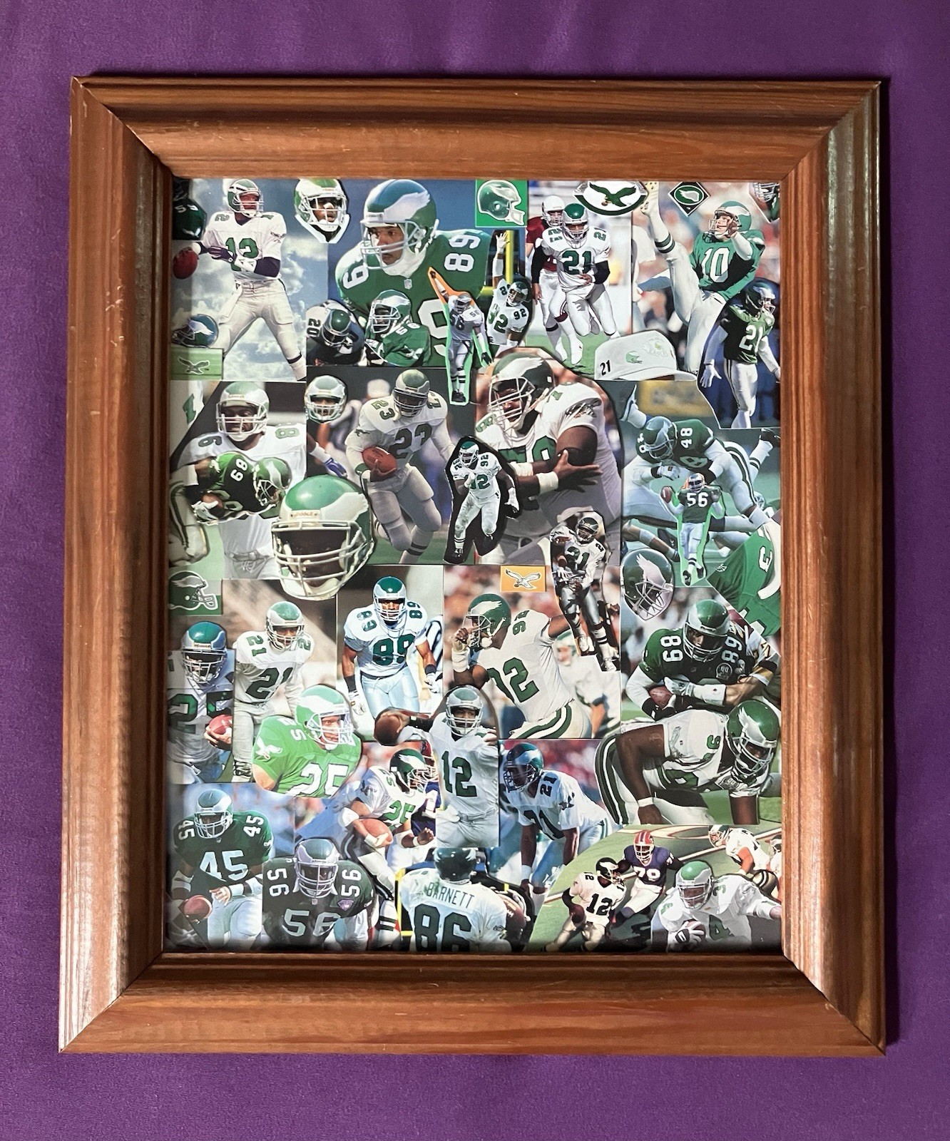 NEW Original Philadelphia Eagles Football Cards Collage Art 8”x10” Framed Signed