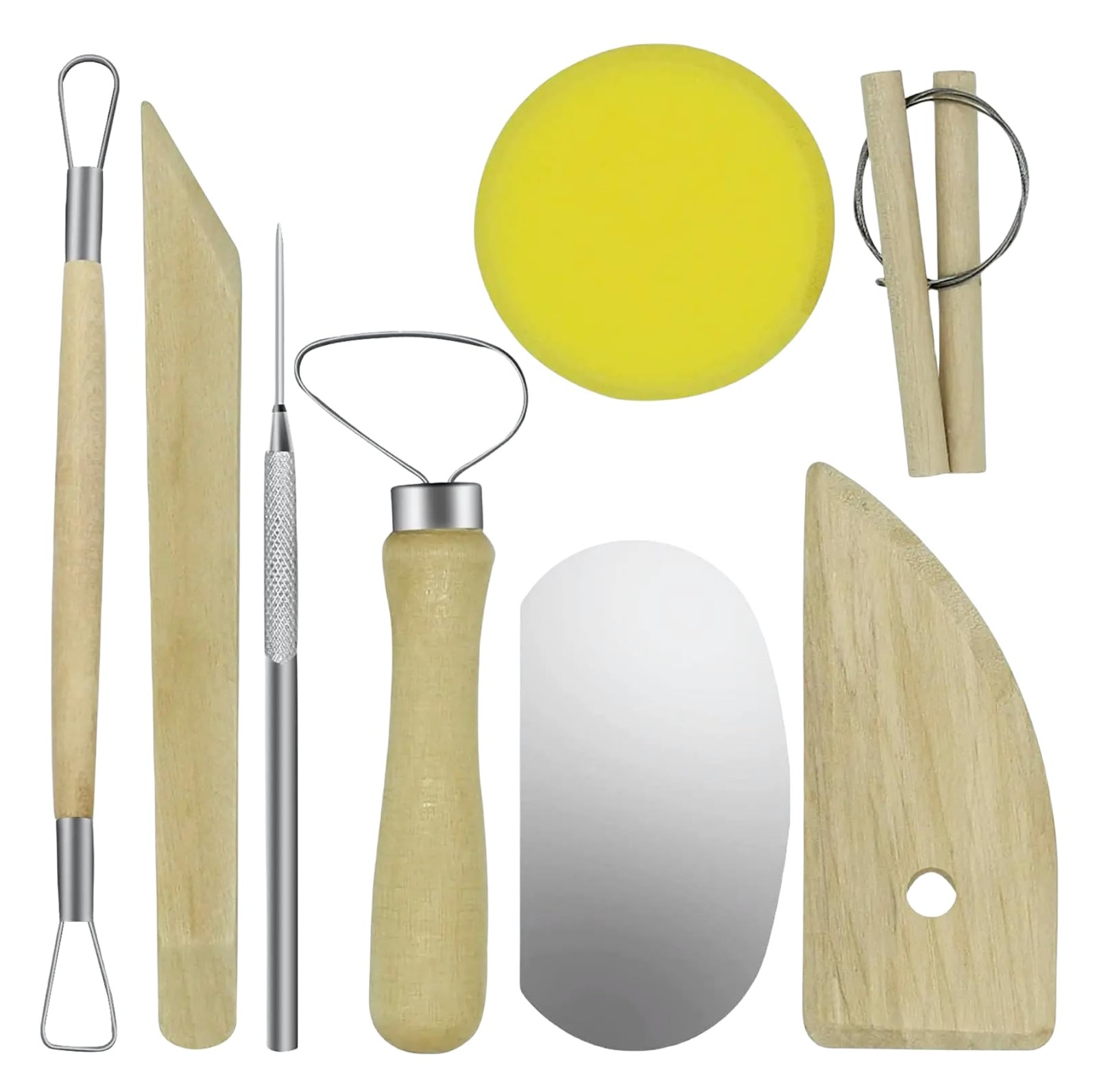 Evwoge 8 Pcs Ceramic Clay Tools Set Wooden Clay Wax Pottery Sculpting Modeling T