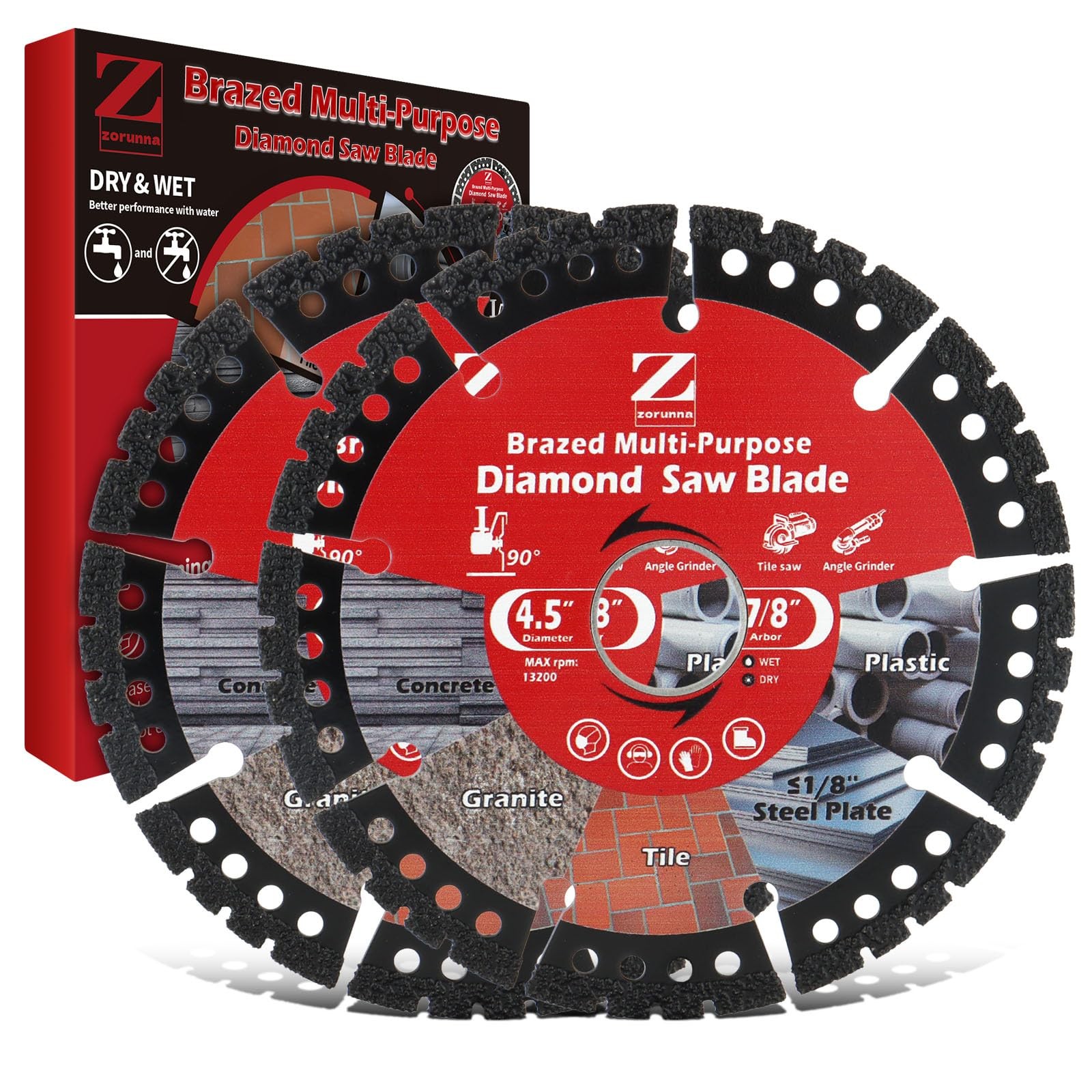 4-1/2" Diamond Multi Purpose Saw Blade, 2 Pack Indestructible Disc for Grinde...