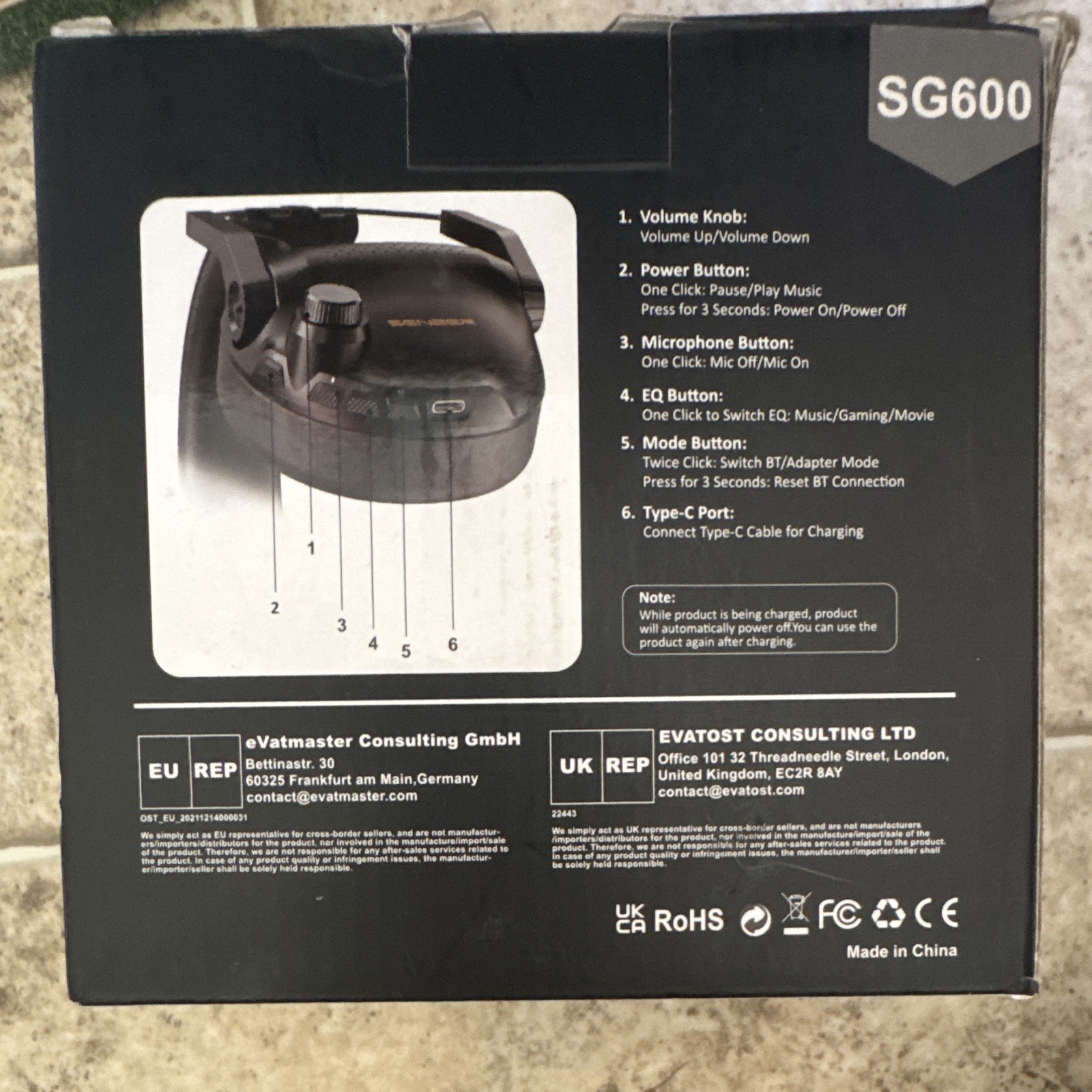 SENZER SG600 Bluetooth Virtual 7.1 Surround Over-Ear Headset Built-In Mic