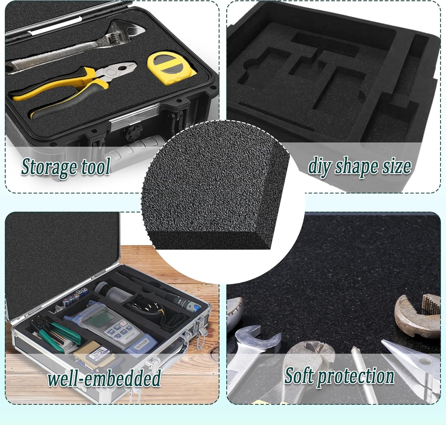 4 PCS Black Foam Padding- 16x12x1 Inch Polyurethane High Density Foam Cuttable B