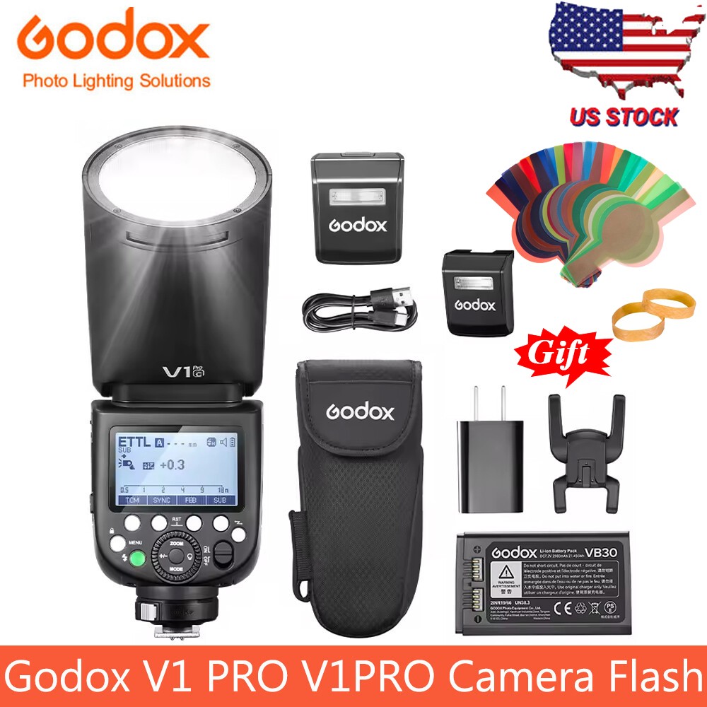 US Godox V1 Pro V1Pro C TTL Round Head On-Camera Flash Light Speedlite For Canon