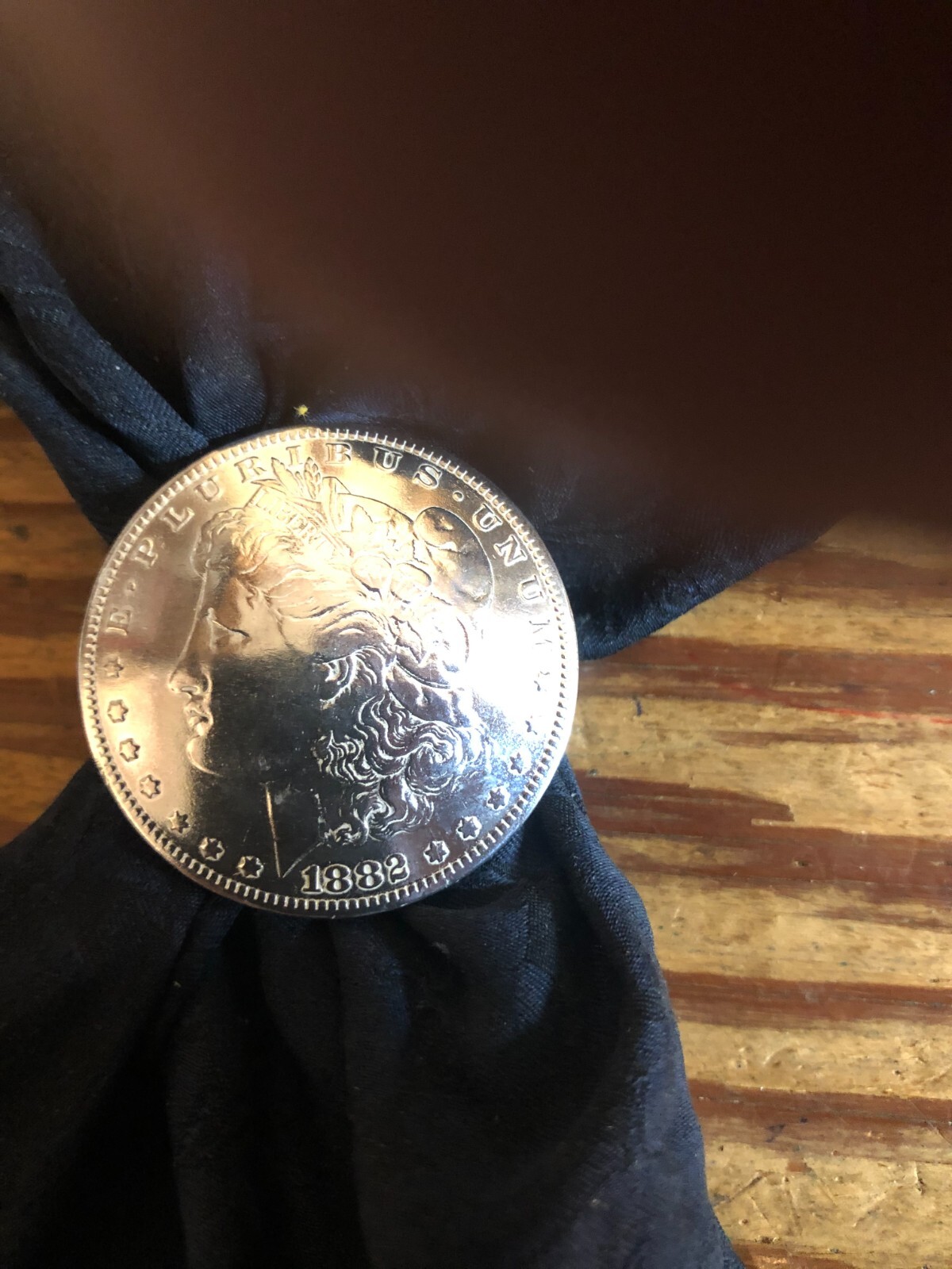Scarf Slide/Wild Rag Slide: 1800’s  Real Coin, Silver $,