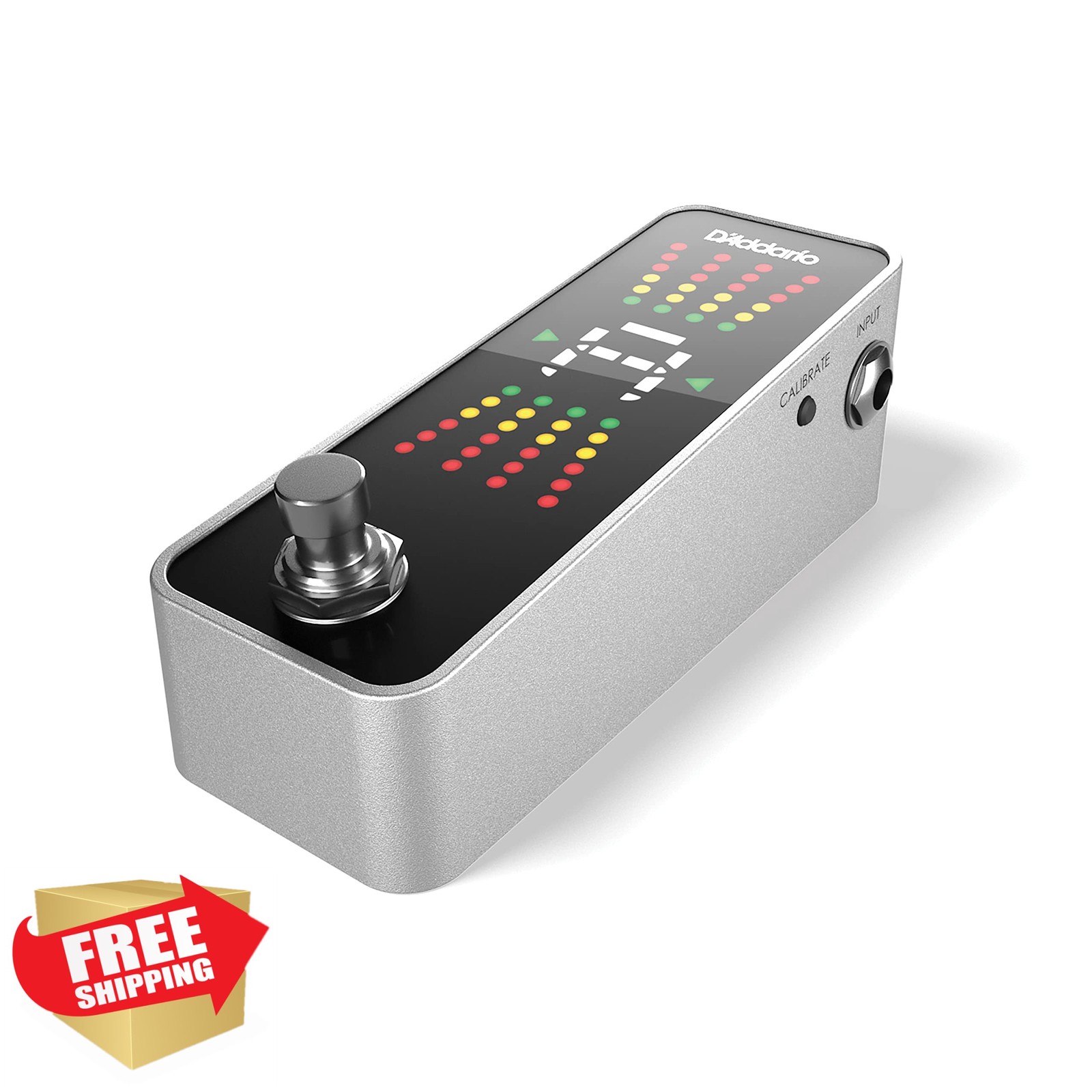 D'Addario Chromatic Guitar Bass Tuner Pedal Rugged Aluminum