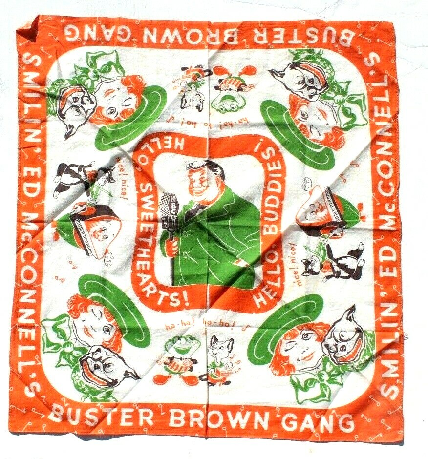 Vintage Buster Brown, Smilin’ Ed McConnells Gang NBC Handkerchief Head Scarf