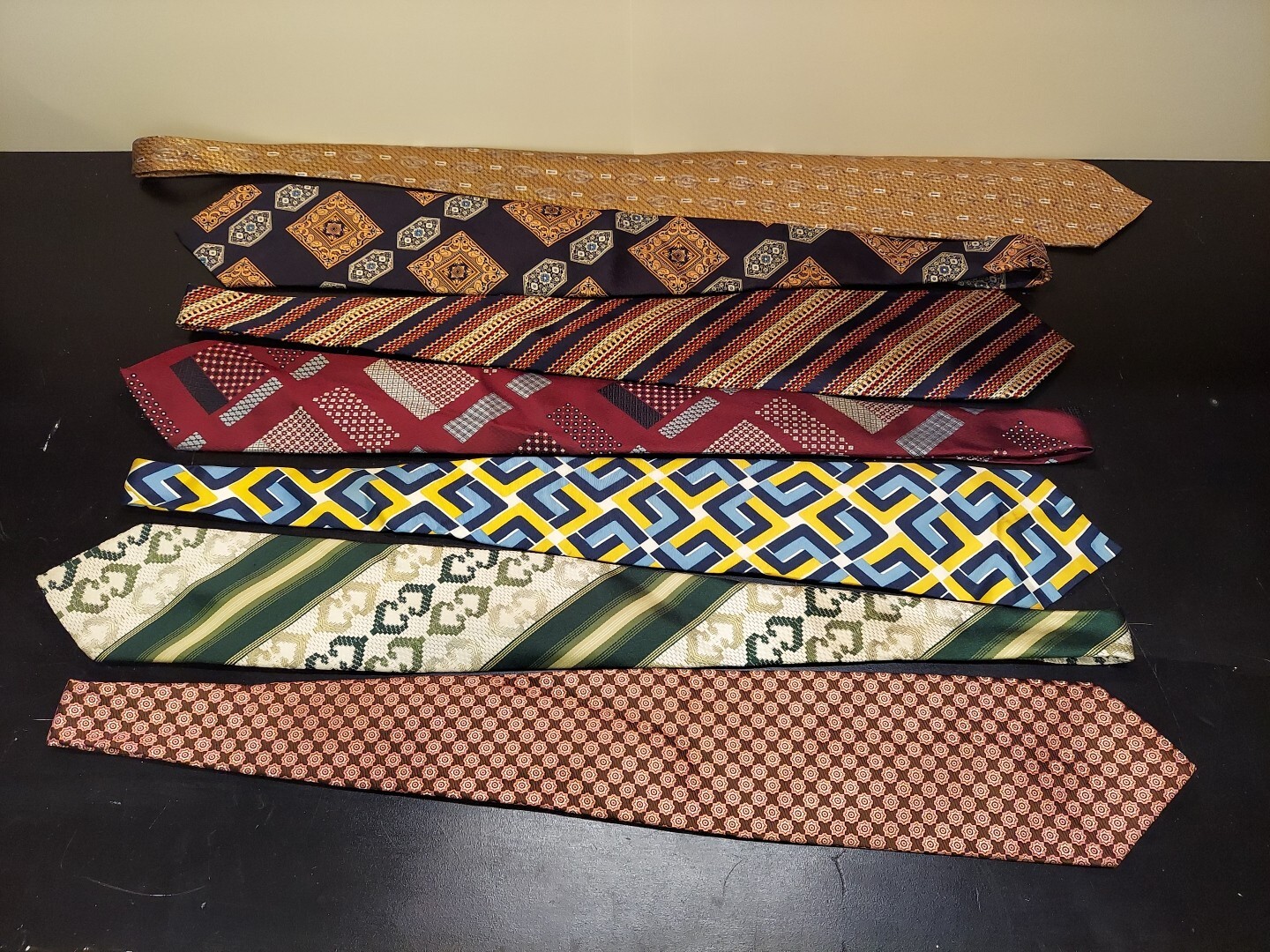 Lot Of 7 100% Silk Vintage MCM Art Deco Retro Men’s Neck Ties Clean Wearable