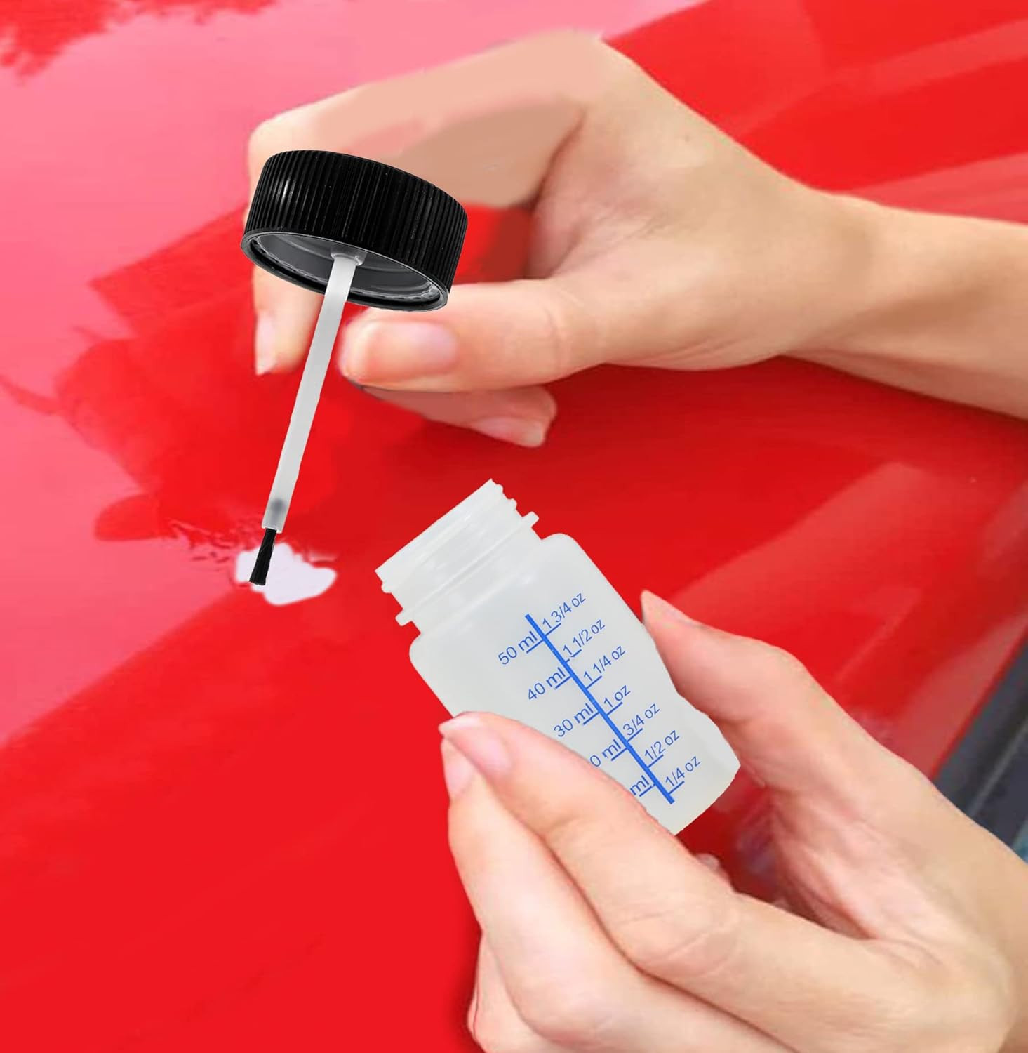 6 Pack- 2 Ounce (60Ml) Empty Paint Touch up Bottles with Brush Applicator and Mi