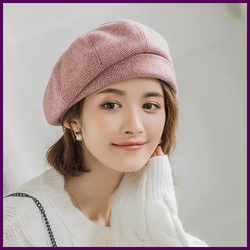 2026 Simple Women Wool Beret for Elegant Lady Winter Female Cotton Hats Plaid