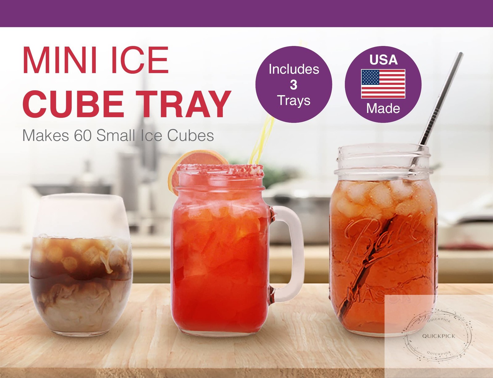Arrow Mini Ice Cube Trays, 3pk - 60 Mini Spaces Per Tray - Easy to Use Stackable