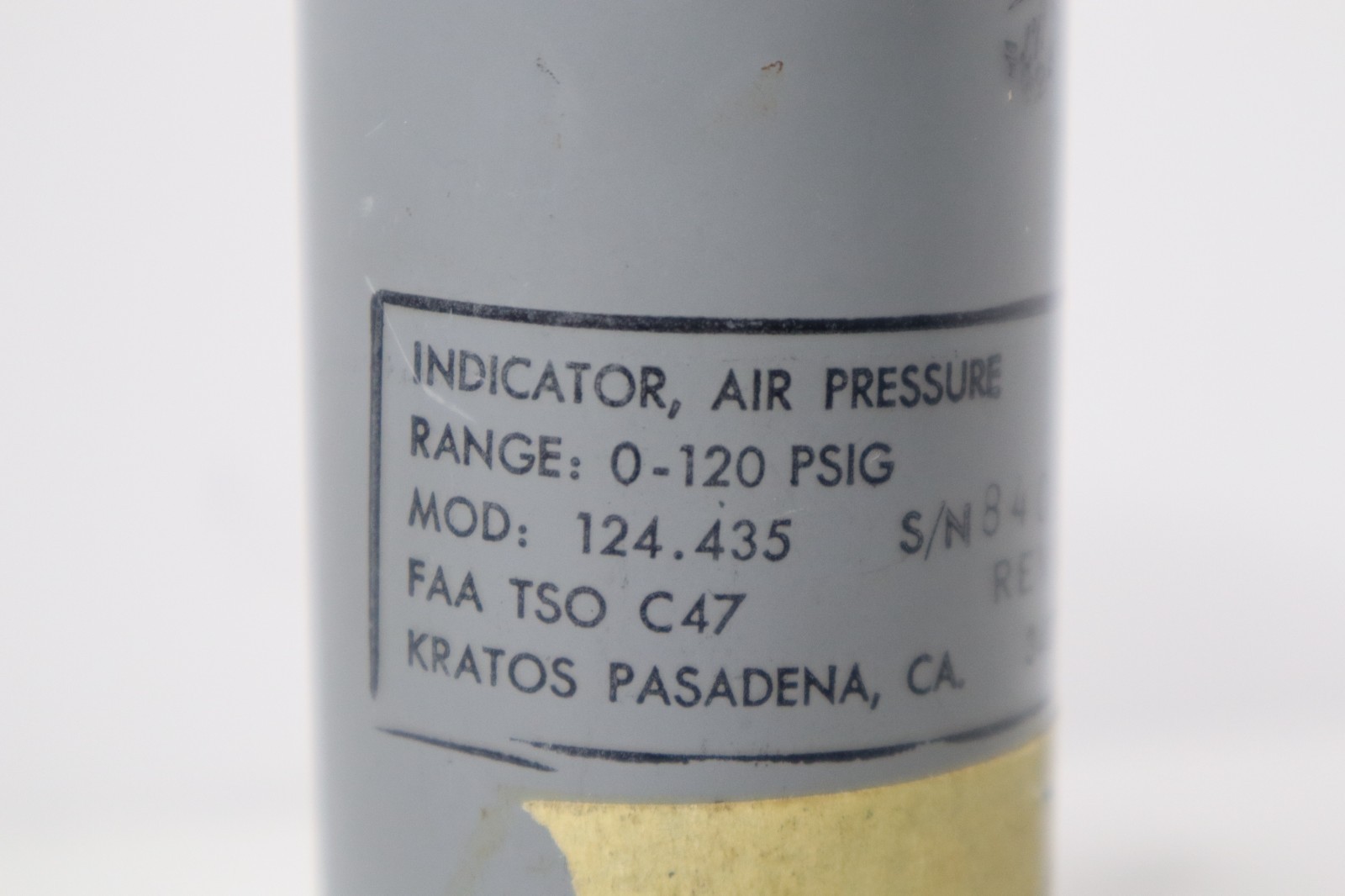 Kratos Air Pressure Indicator 124.435 Removed Working