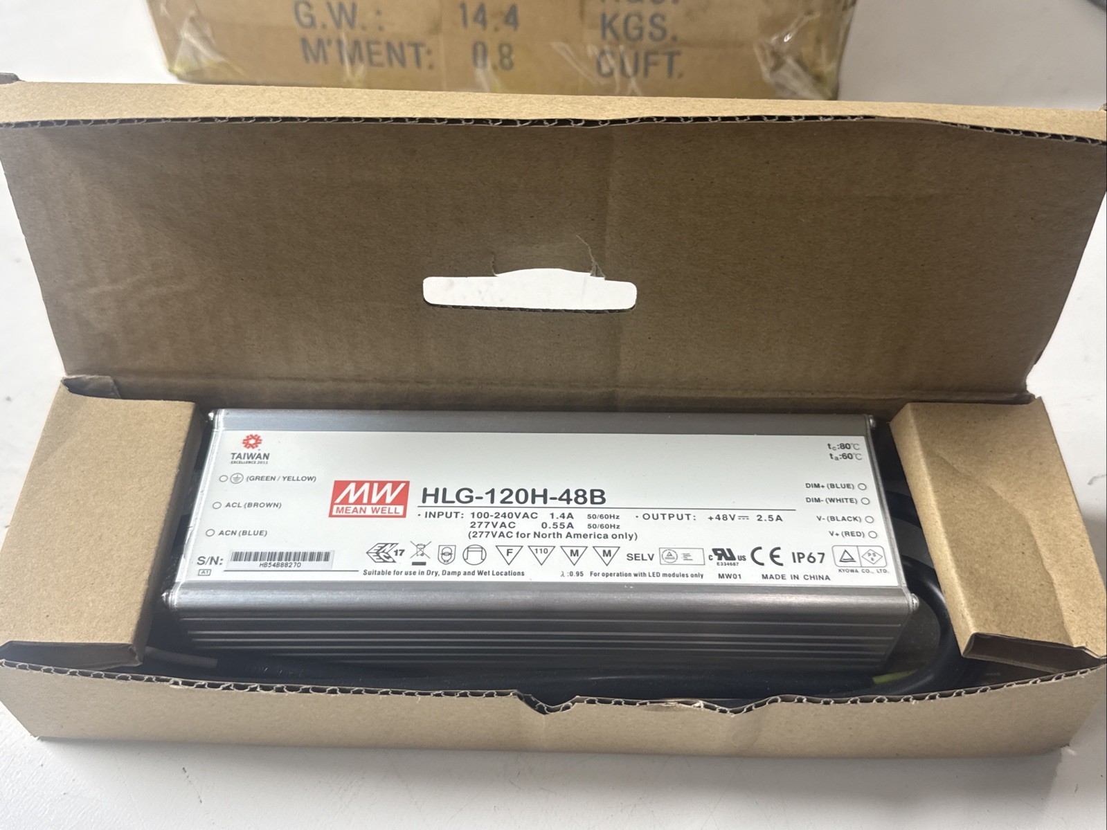 Meanwell HLG-120H-48B Waterproof Dimming LED Power Supply