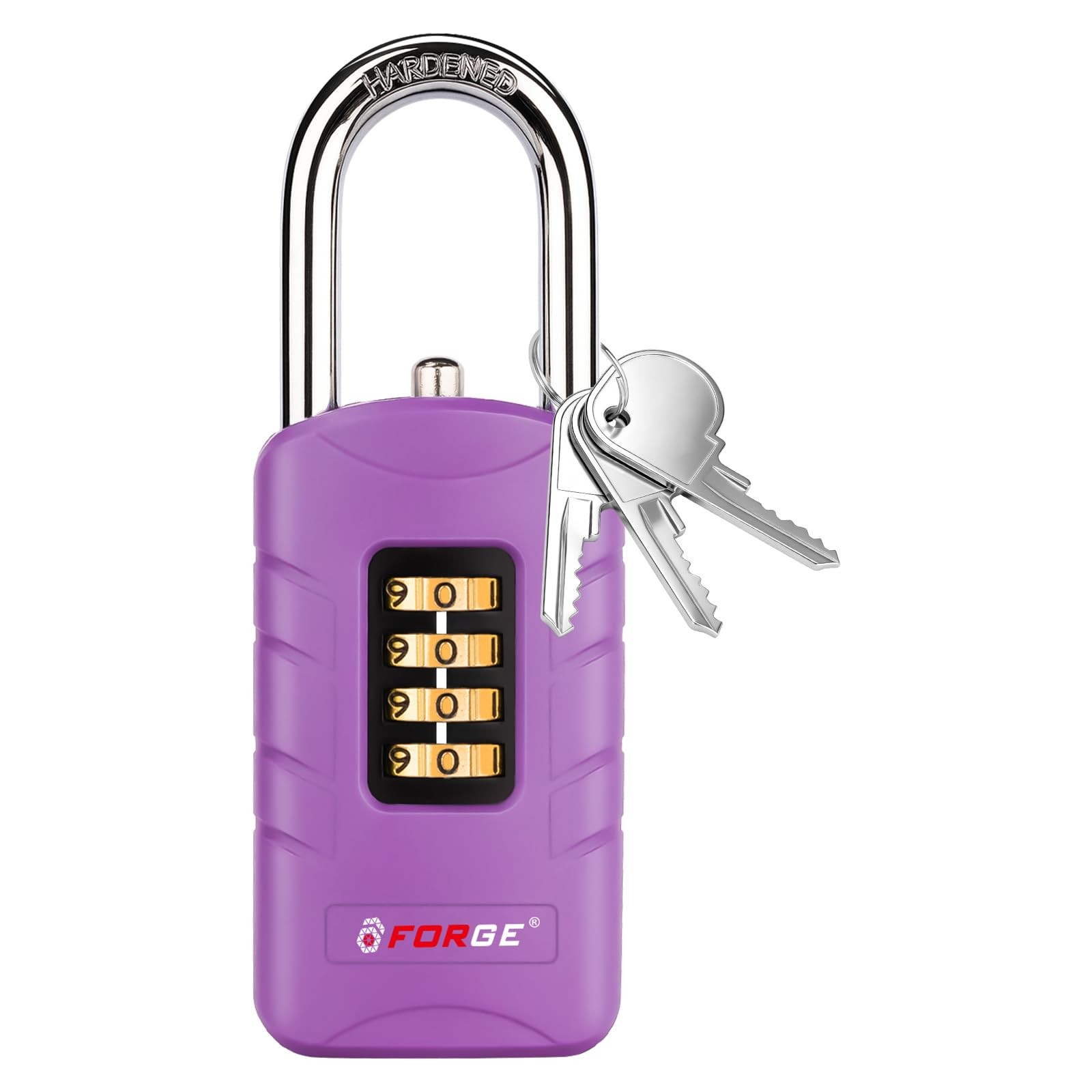 Forge 4-Digit Combination Padlock with Backup Keys, Recover Forgotten Code, W...
