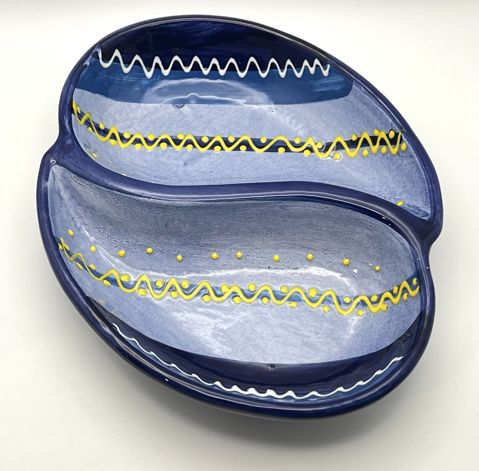 Hnos Pedraza Hand-Painted Divided Relish Dish Made in Spain