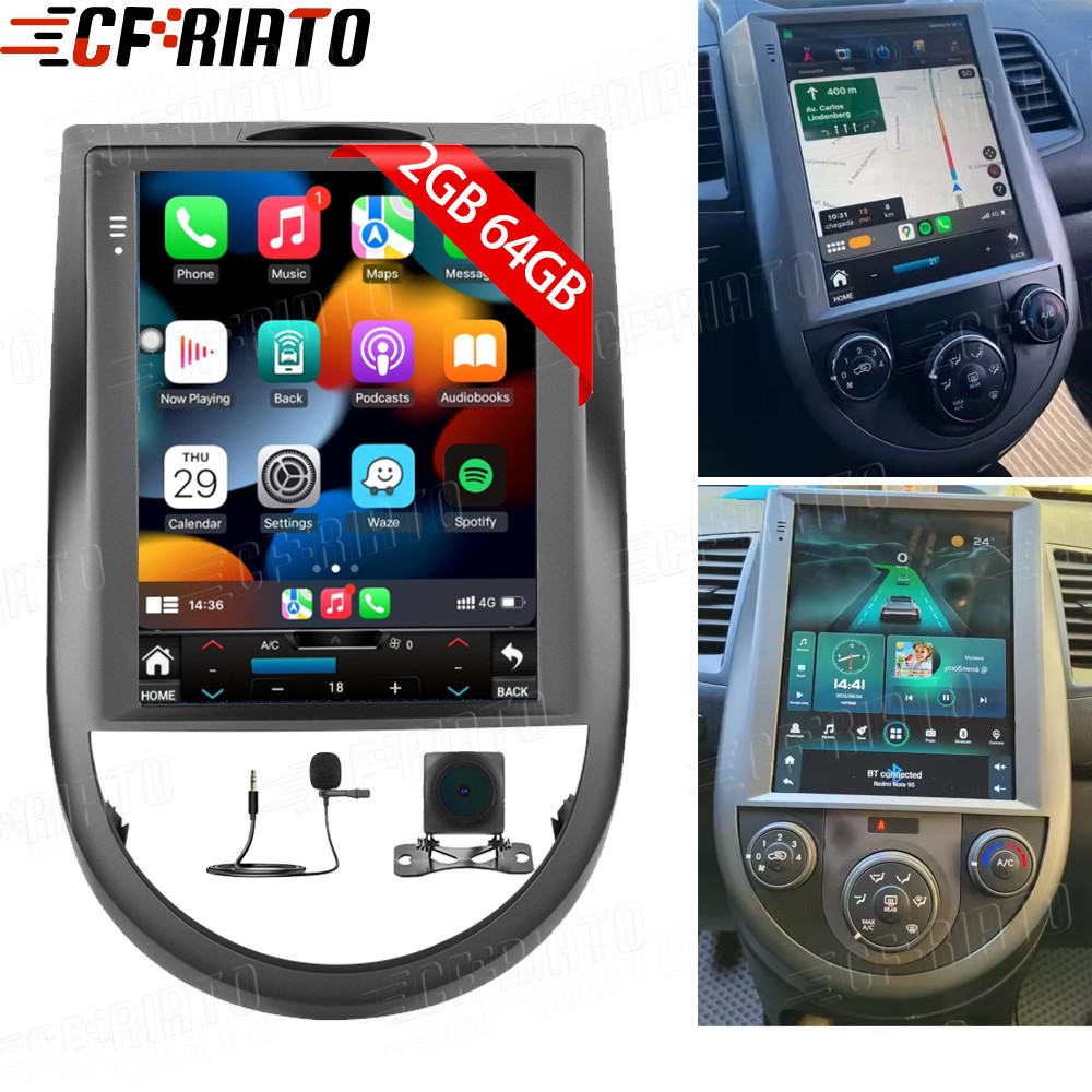 9.7'' Carplay For 2010-2013 Kia Soul Car Stereo Radio Android 15.0 Navi WIFI Cam