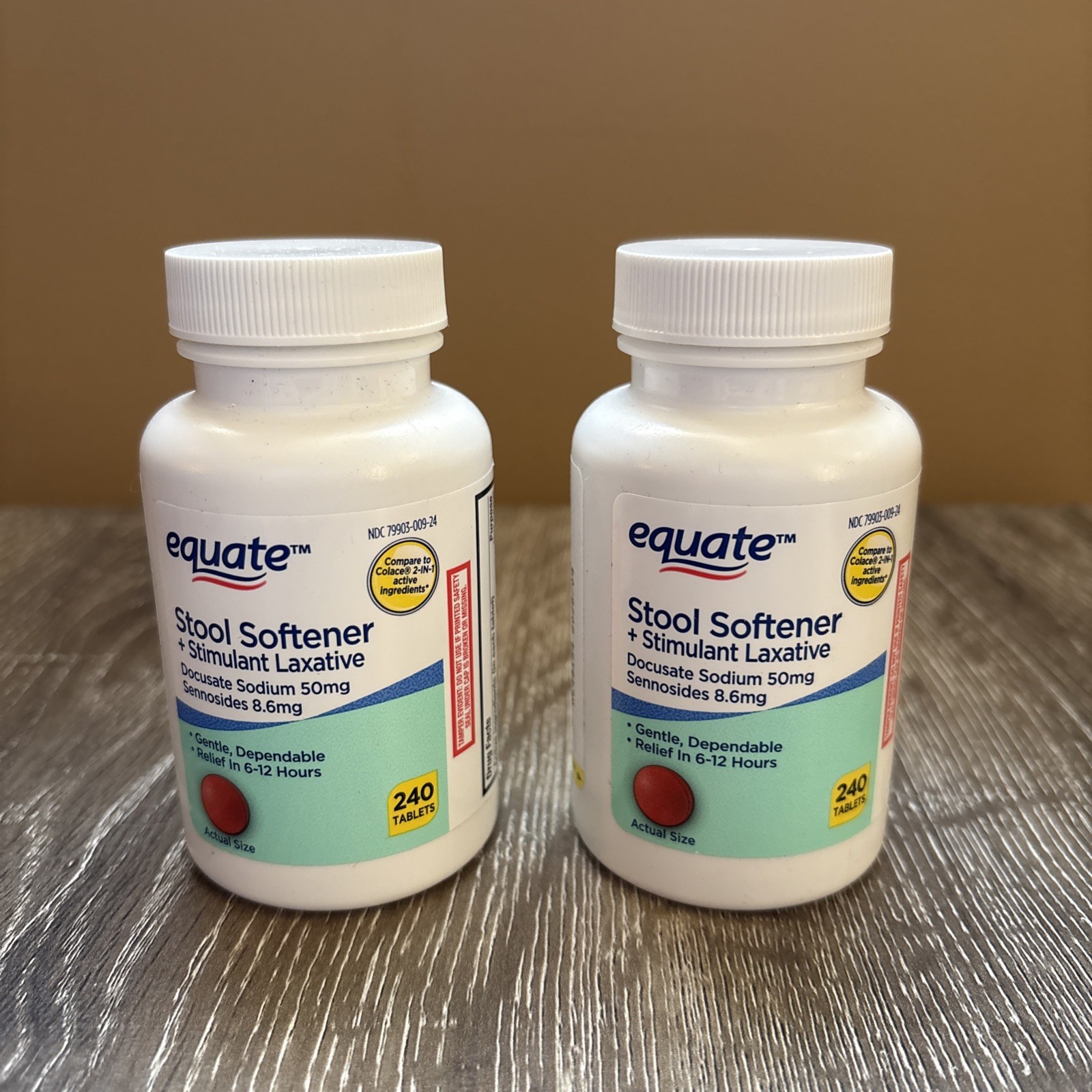 2 PACK Equate Stool Softener and Stimulant Laxative - 480 Tablets