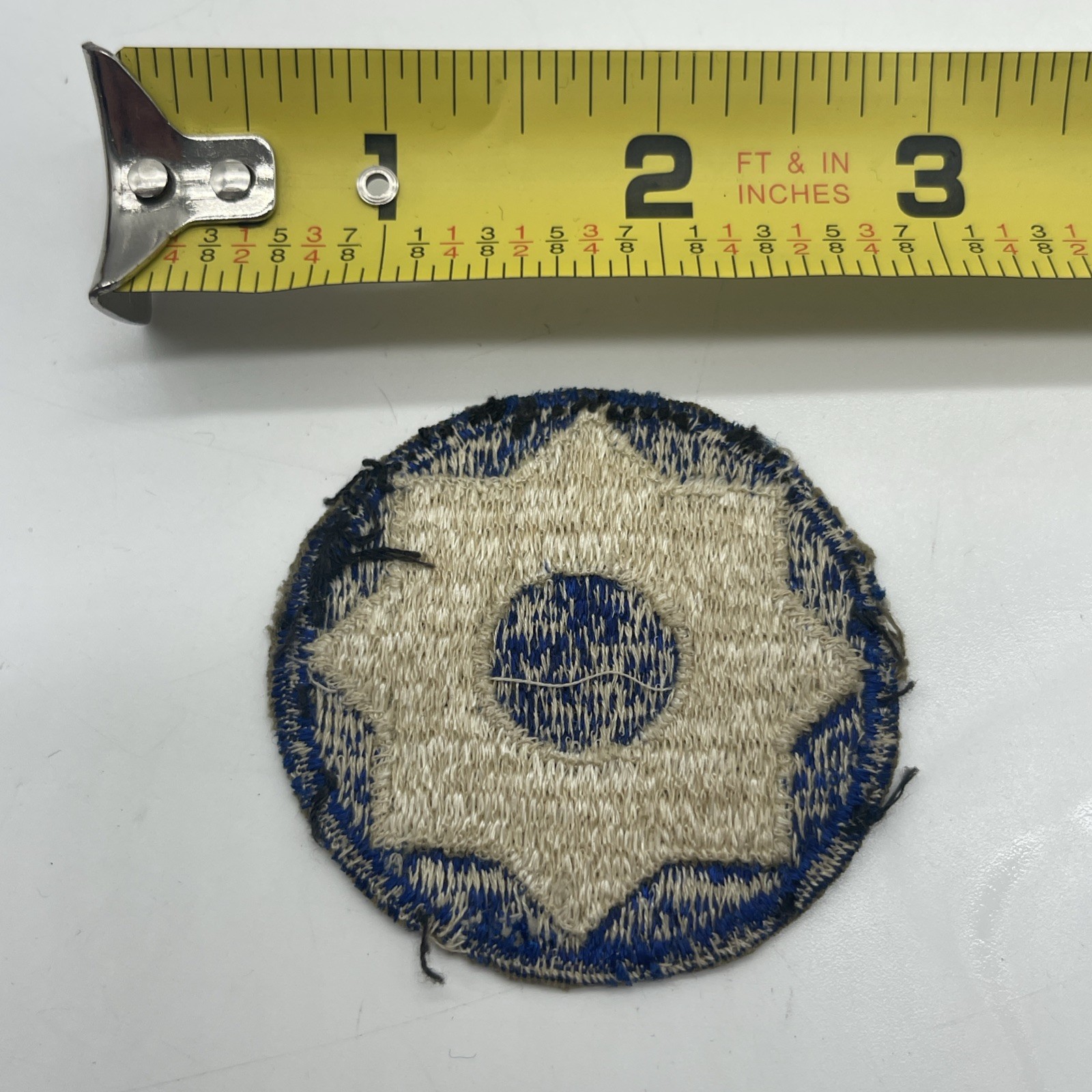 U.S. Military 8th Service Command Patch Insignia 8 Point Star ~2” Round Blue Cut