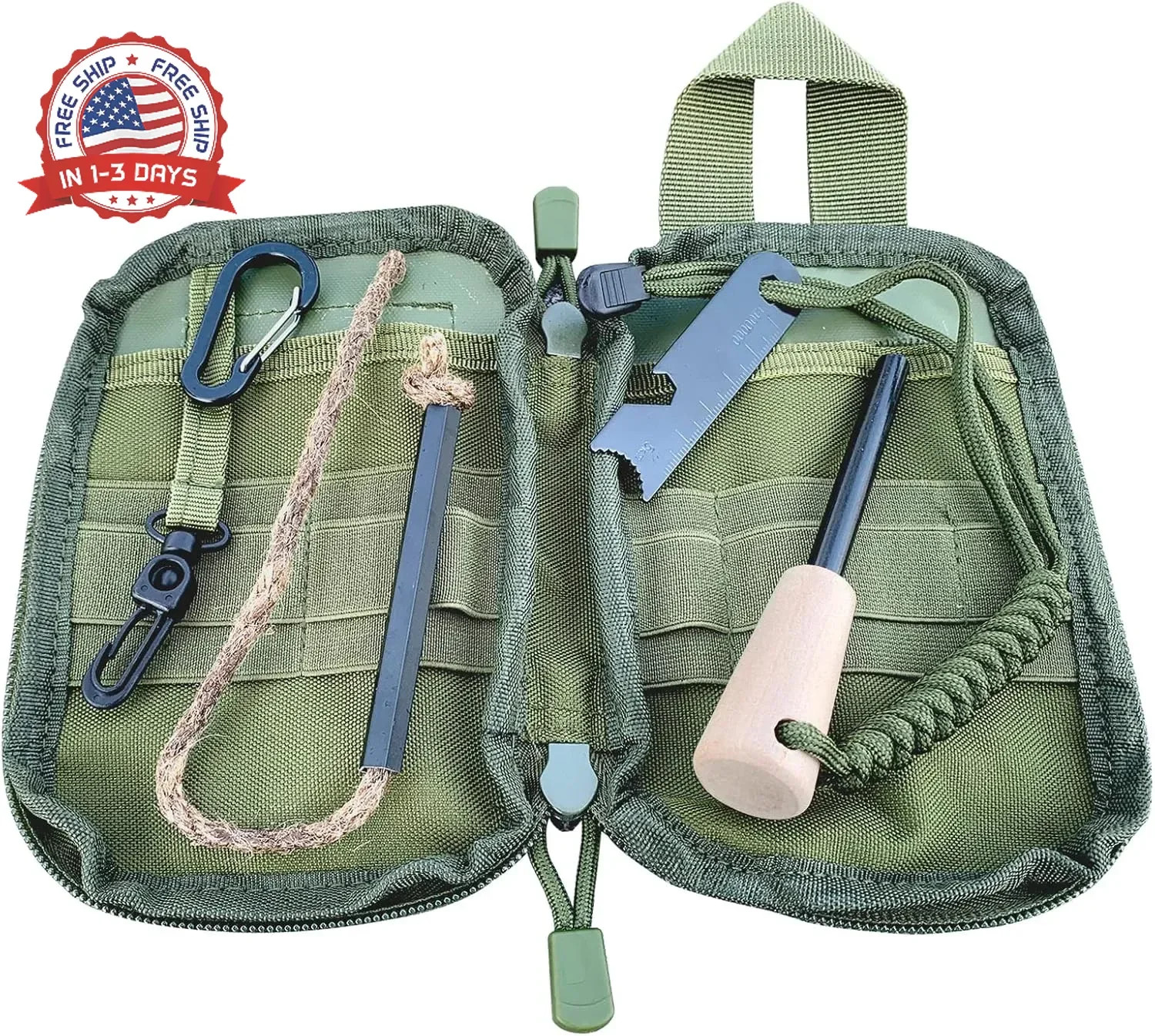 Fire Starter Survival Kit, Larger Ferro Rod with Striker Lanyard 3in Long Flint