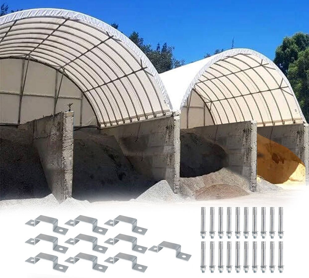 20'x20' Shipping Container Shelter Kit 21oz PVC Roof w/ Clamp & Bolt Mount