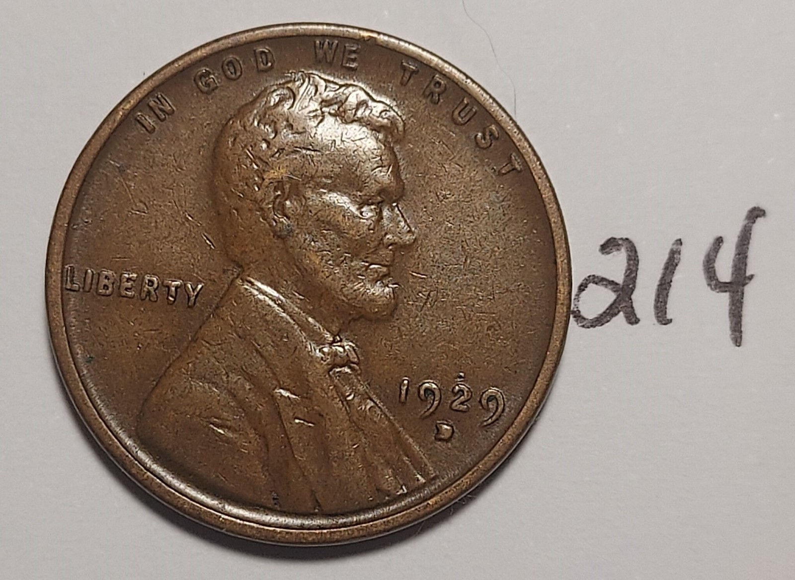 1929-D Lincoln Wheat Cent  VERY FINE   #214