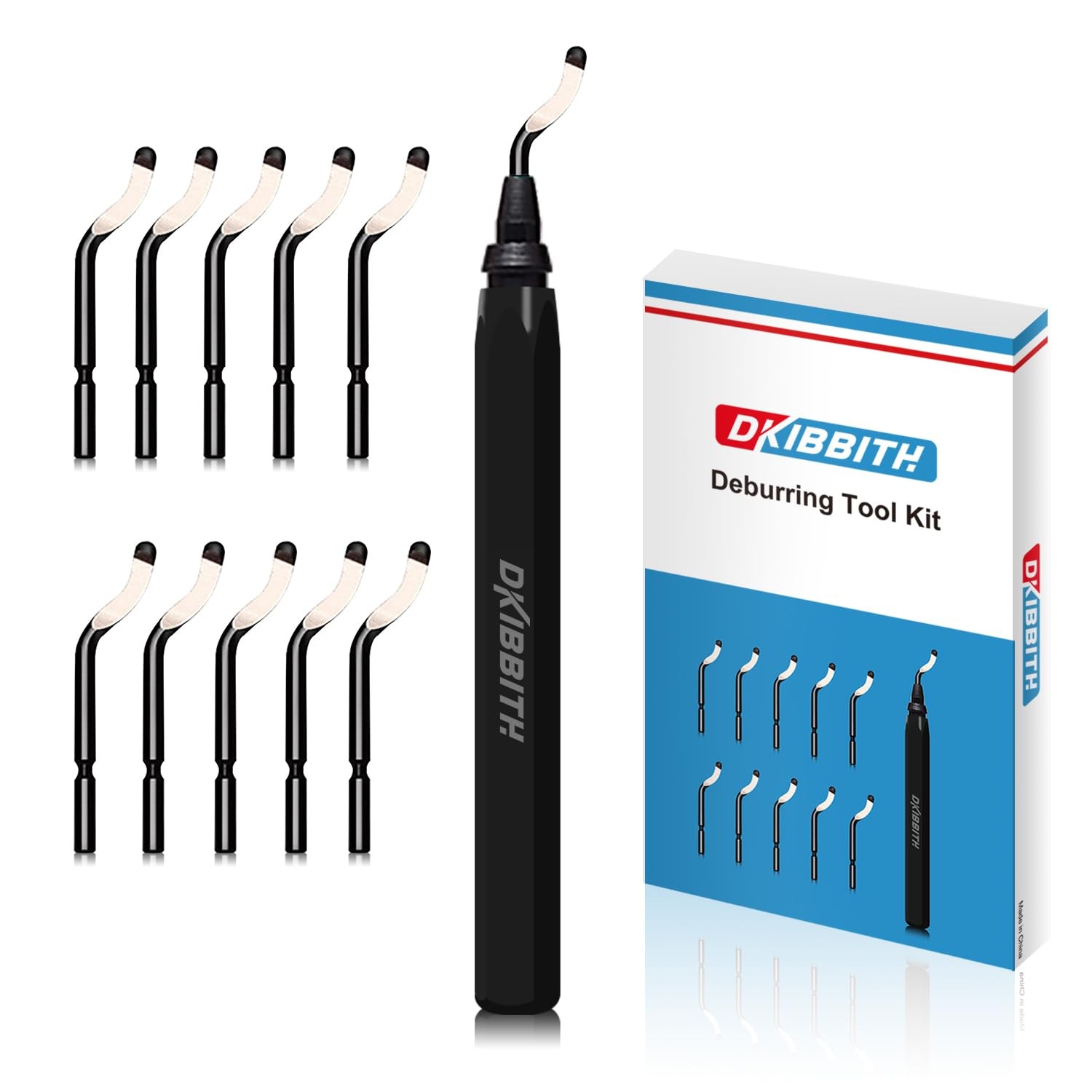 Deburring Tool Set 11PCS HSS Rotary Blades with Black Handle for Metal PVC Resin