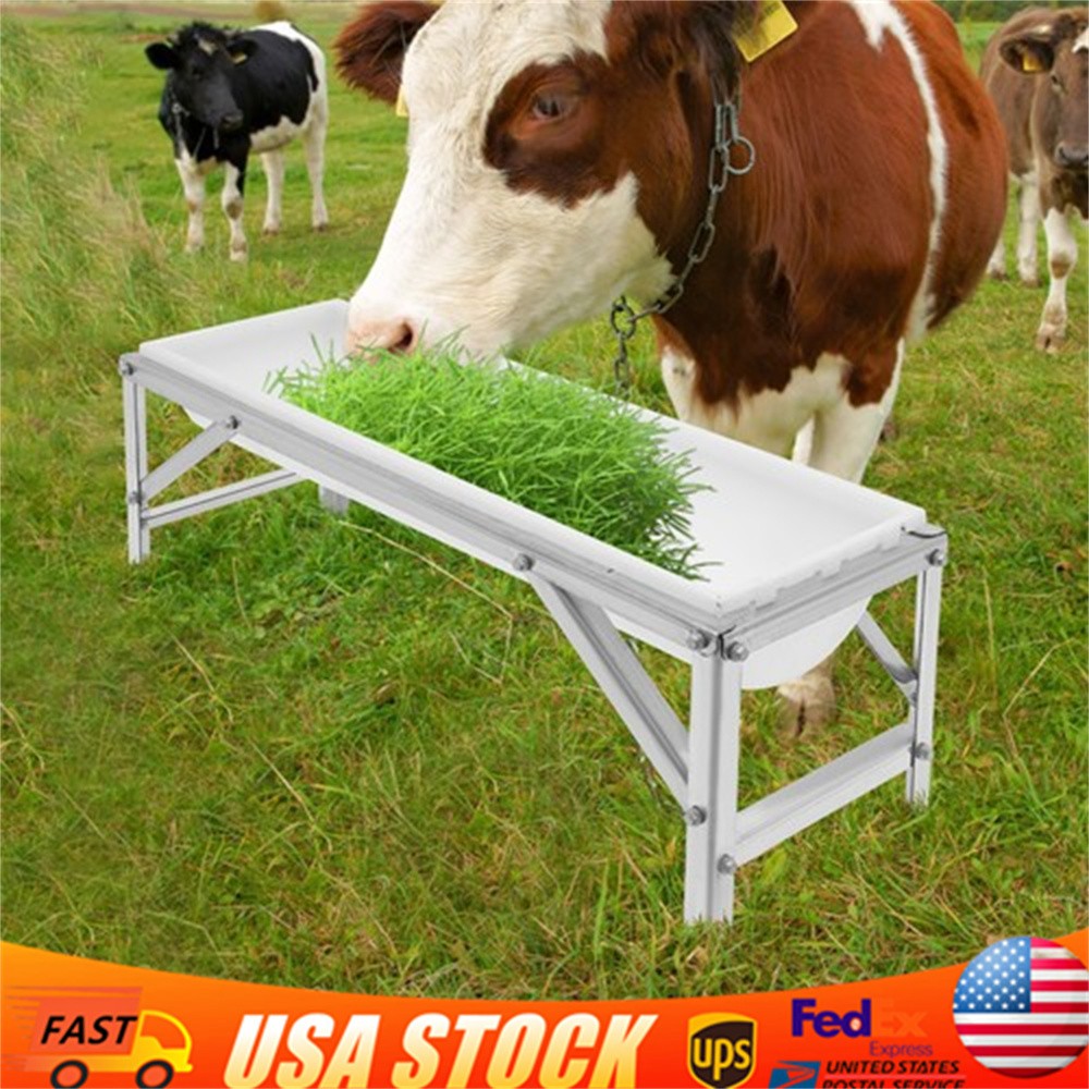 35L Livestock Rectangular Feed Trough Feed Trough Feeder w/Stand Floor Standing