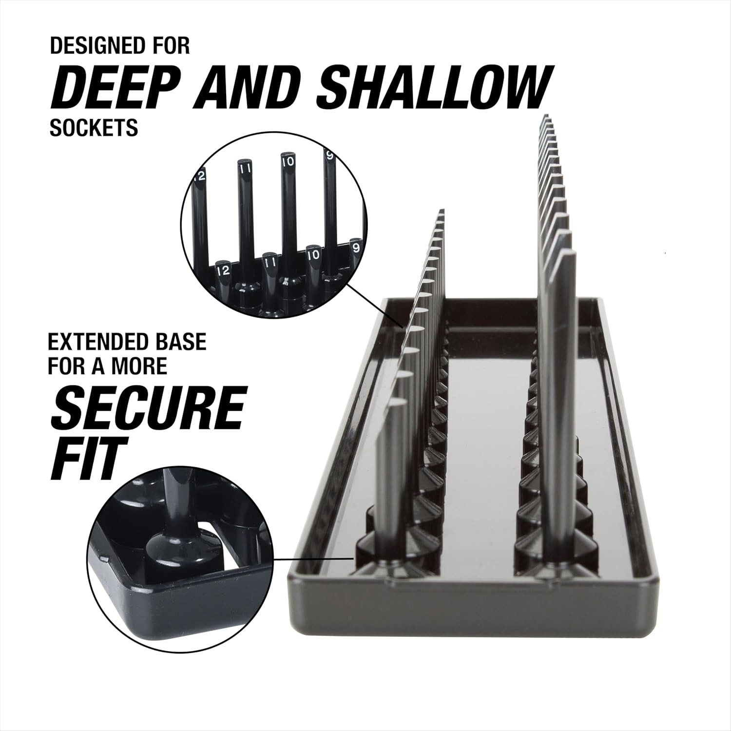 22208 1/4 Metric Socket Organizer Deep/Shallow Sockets, Labeled PostsSize: 1/4"