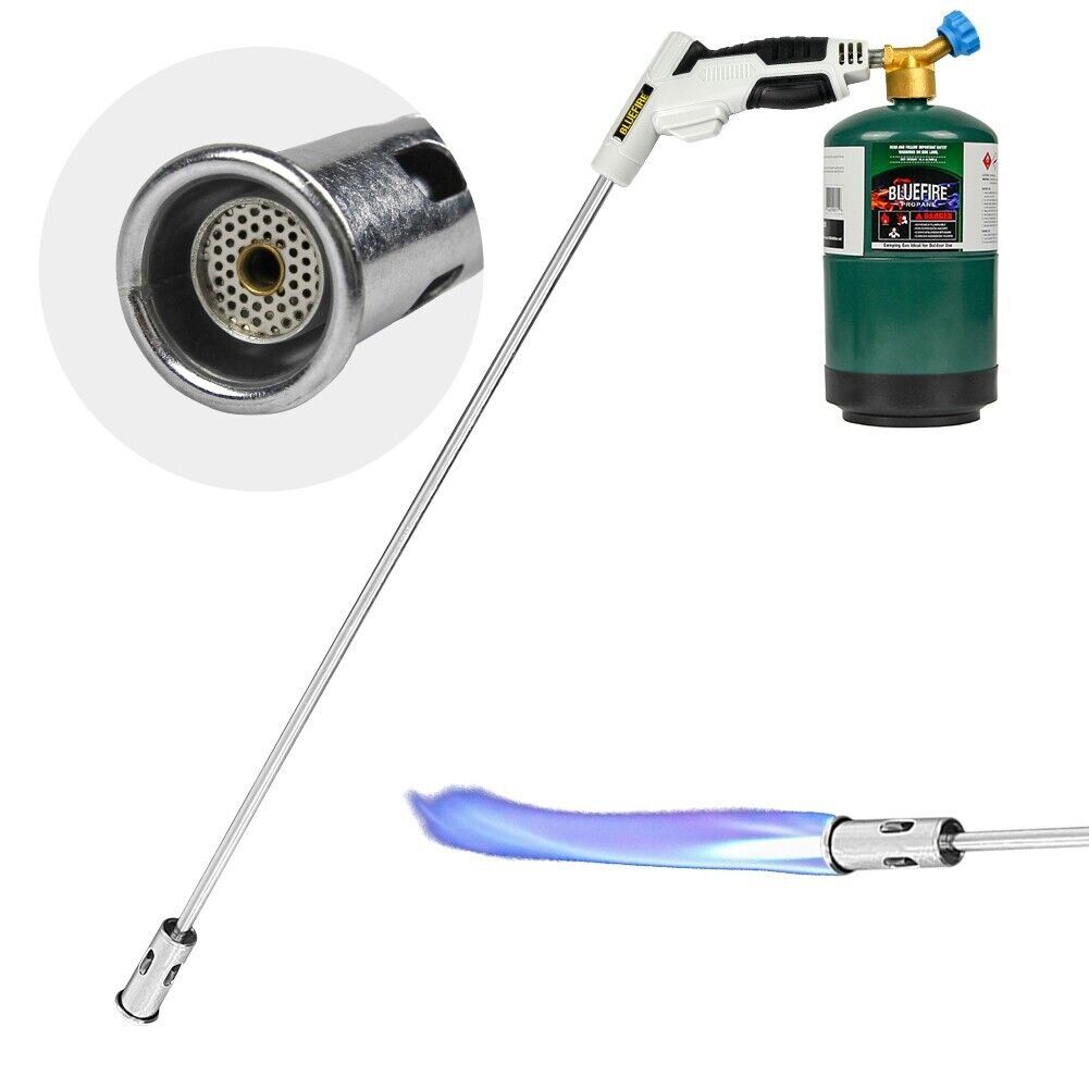 BLUEFIRE 32" long Propane Torch Weed Burner Self Igniting Cord Free Flamethrower
